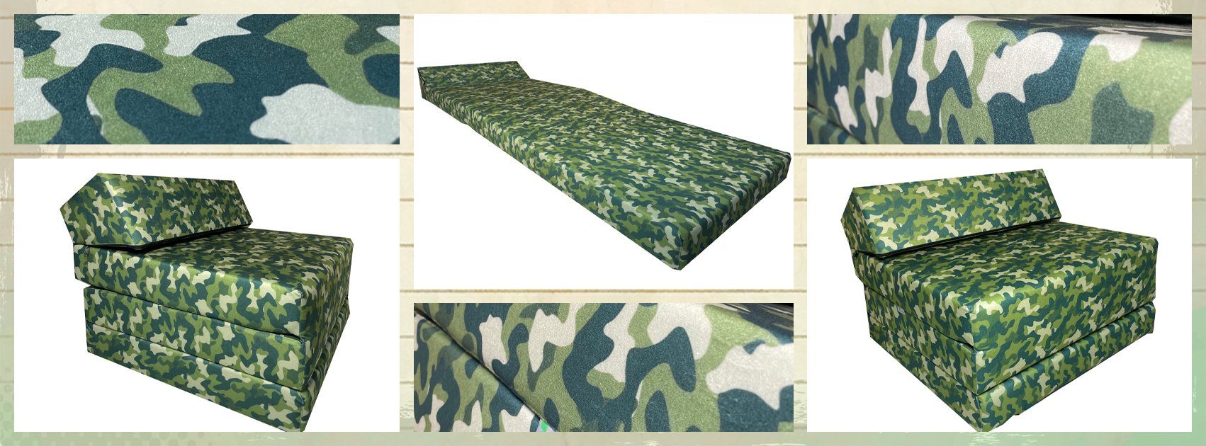 Größe Klappmatratze Kopfteil FORTISLINE Grün Gästematratze Klappmatratze "CAMO" mit 200x70x10cm,