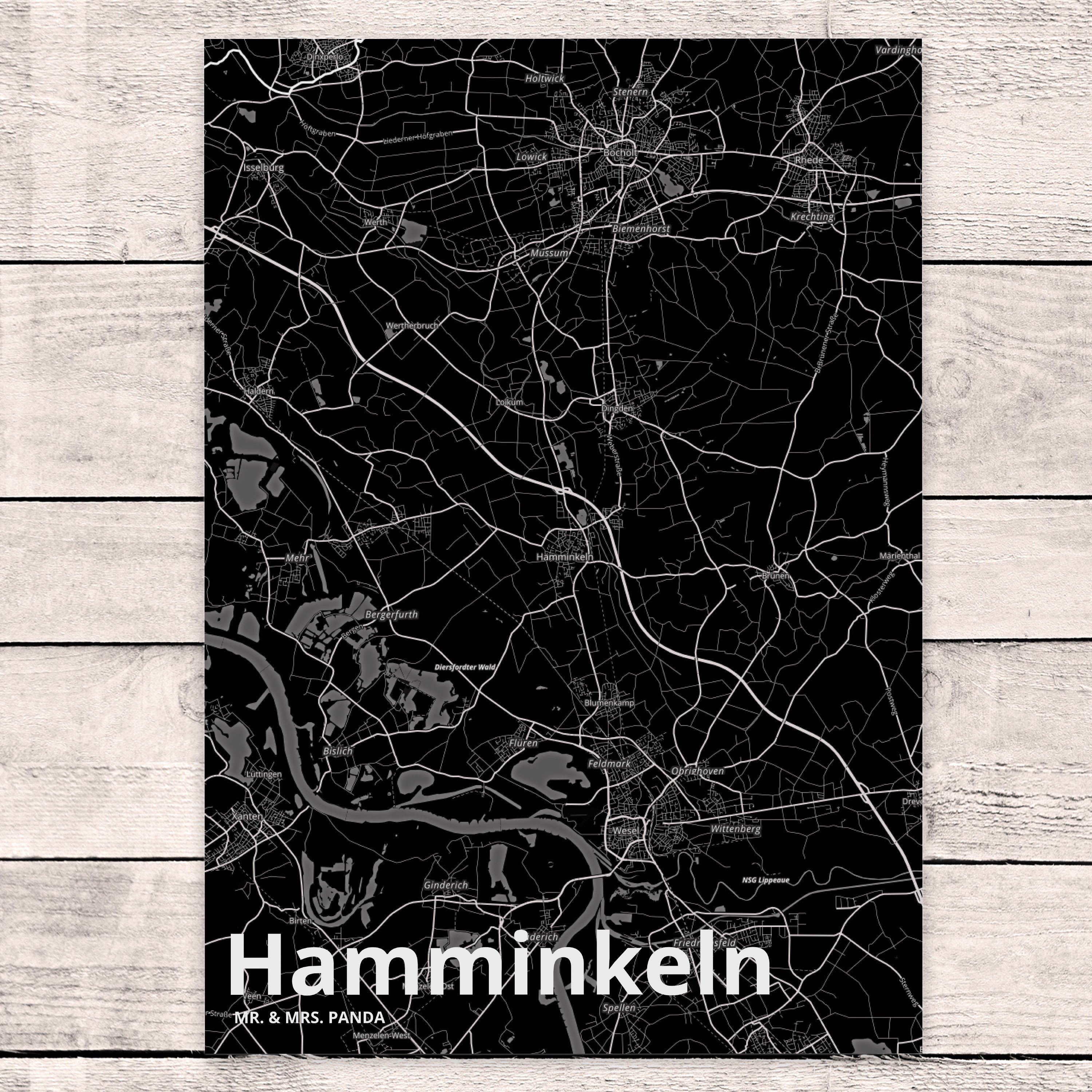 Städte, Mrs. Hamminkeln - Mr. Dorf, Geschenk, Postkarte S Panda Ort, Ansichtskarte, & Einladung,