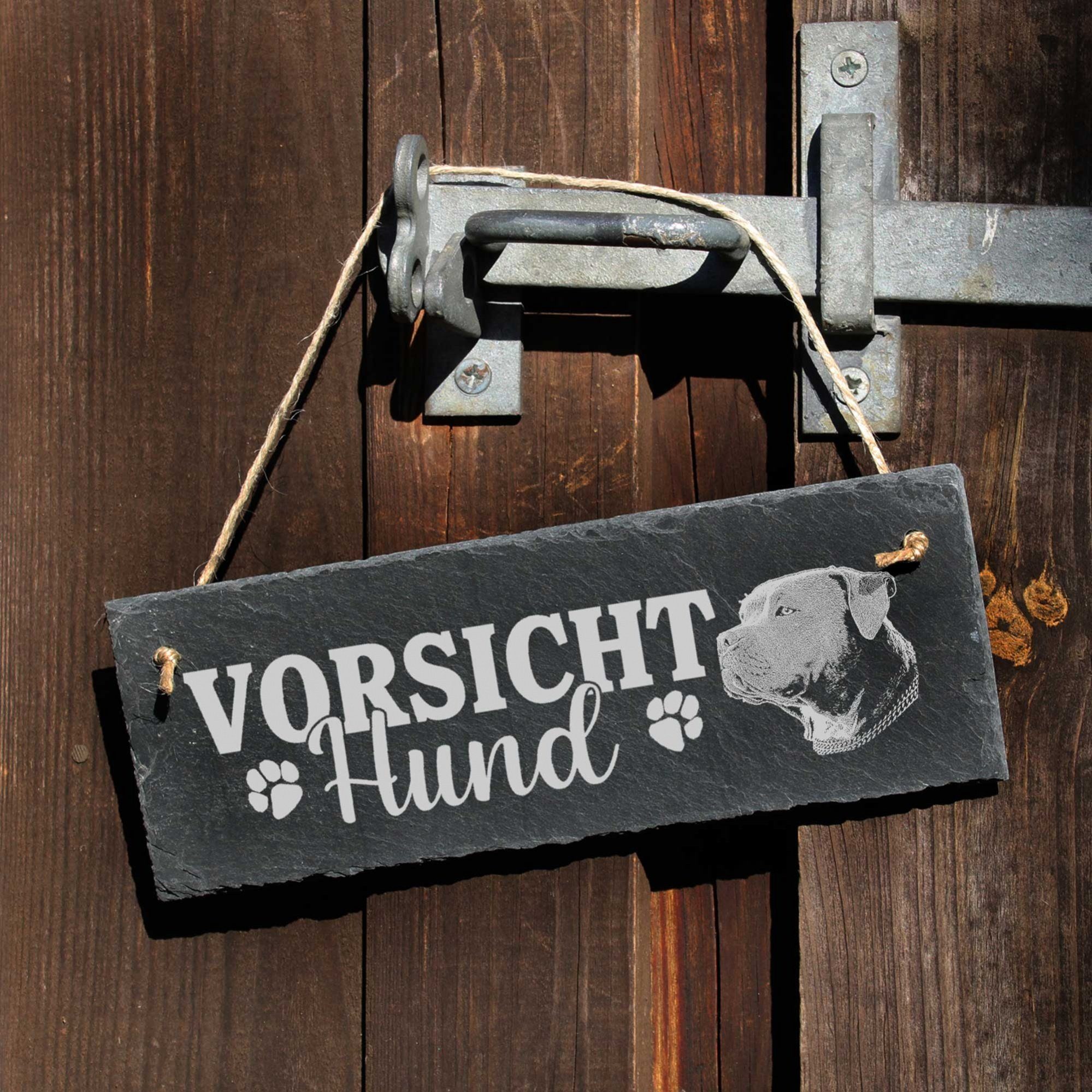 Dekolando Hängedekoration Vorsicht Hund American Bully Schild 22x8cm