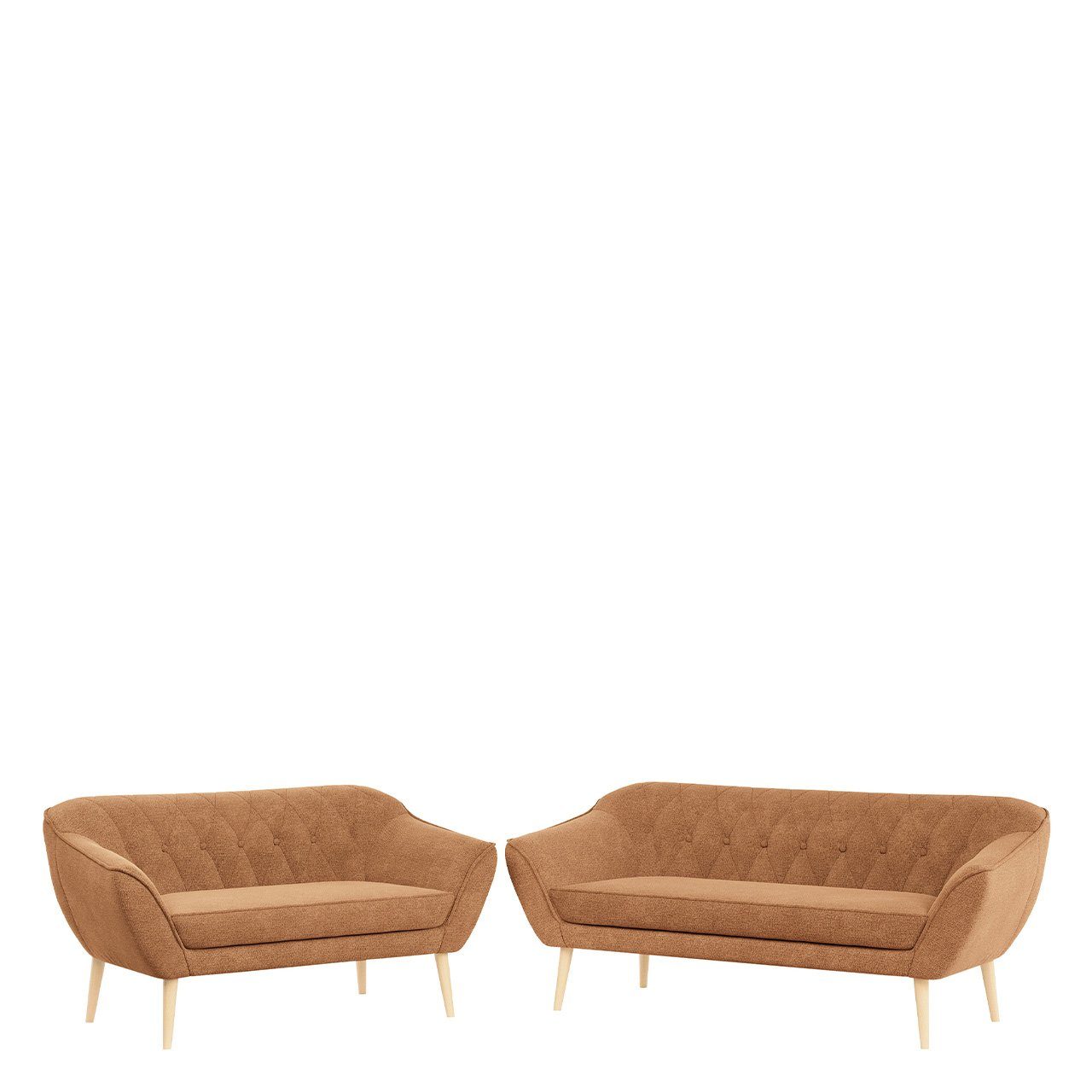 2, + 3 Polsterung, 2 Skandinavischer Sofa Sofa MÖBEL Stil, Orange MKS 3 Set PIRS Moderne Gesteppte Matana
