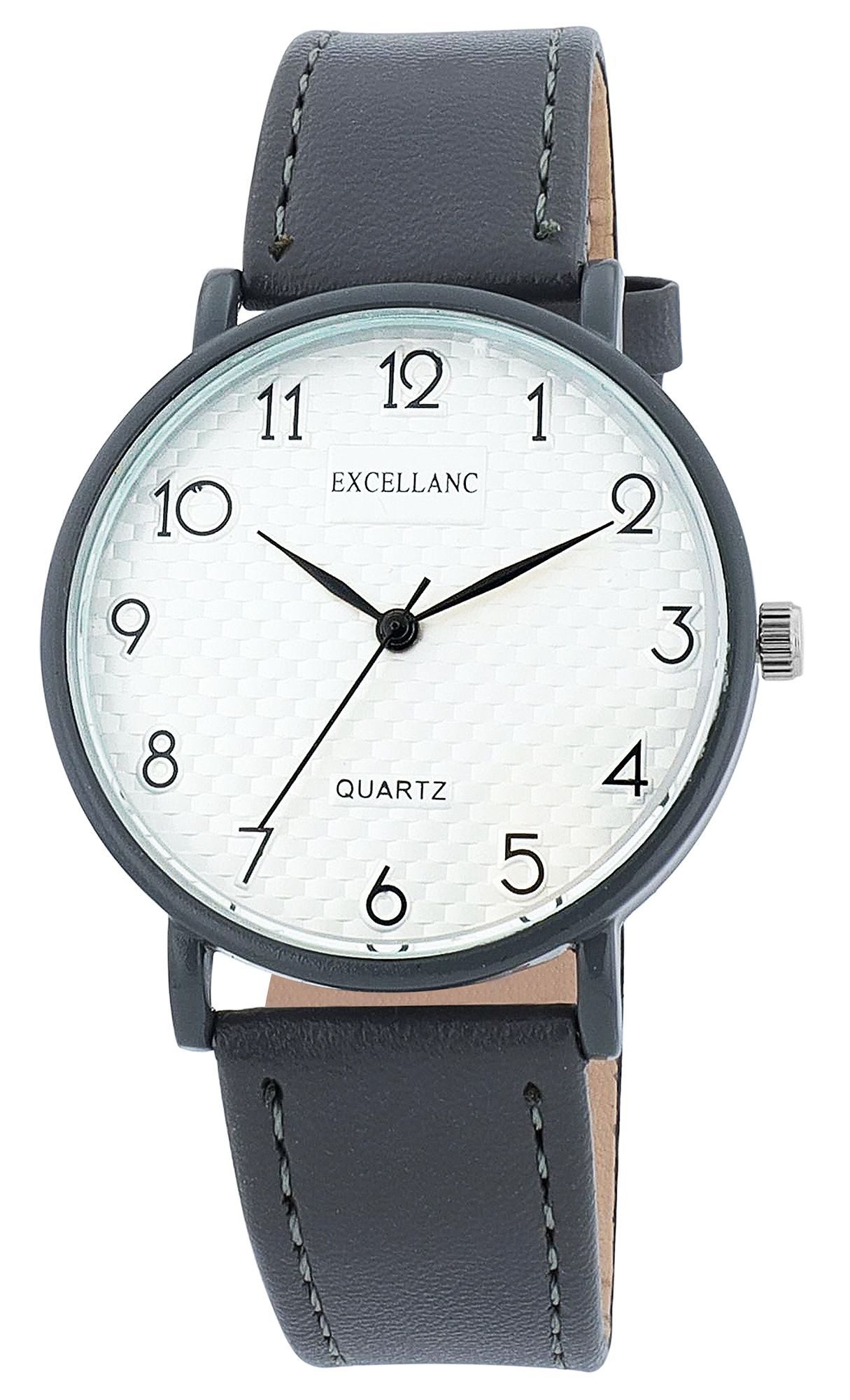 EXCELLANC Quarzuhr 1900304 mit Lederimitationsband, 3 ATM, Mineralglas günstig online kaufen