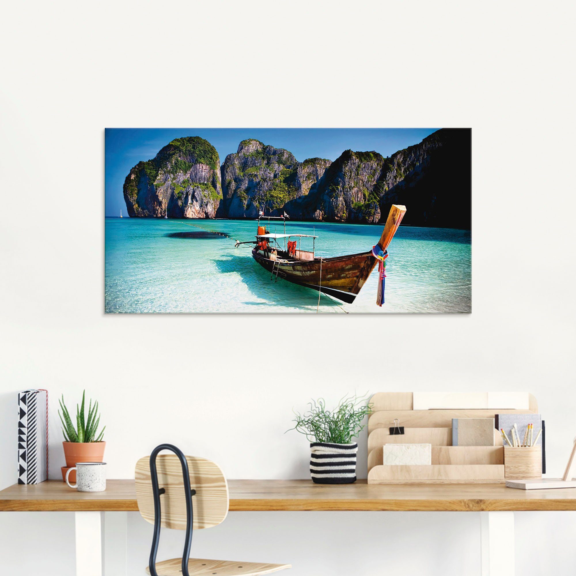 Artland Glasbild Maya Bay, Koh Phi Phi Leh, Thailand, Boote & Schiffe (1 St), in verschiedenen Größen