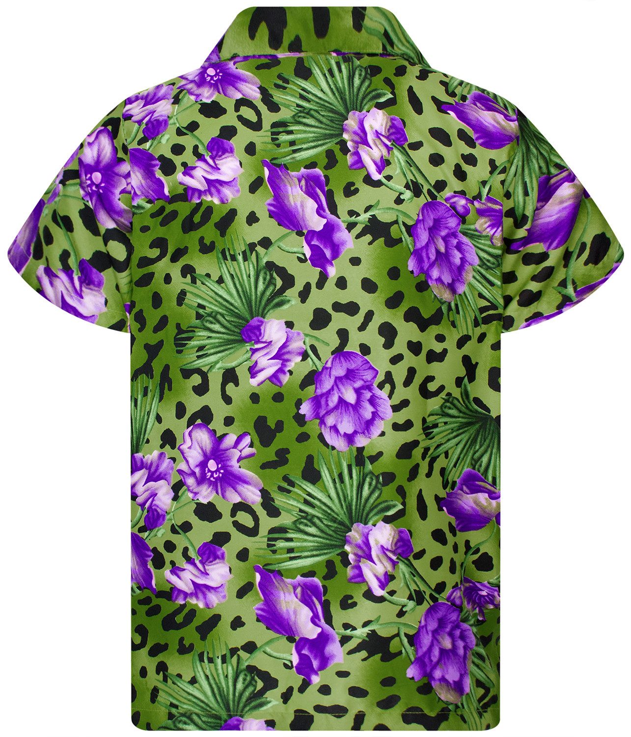 King Kameha Hawaiihemd Leopard Flowers Funky Hawaii-Hemd Herren Kurzarm Front-Tasche Unisex