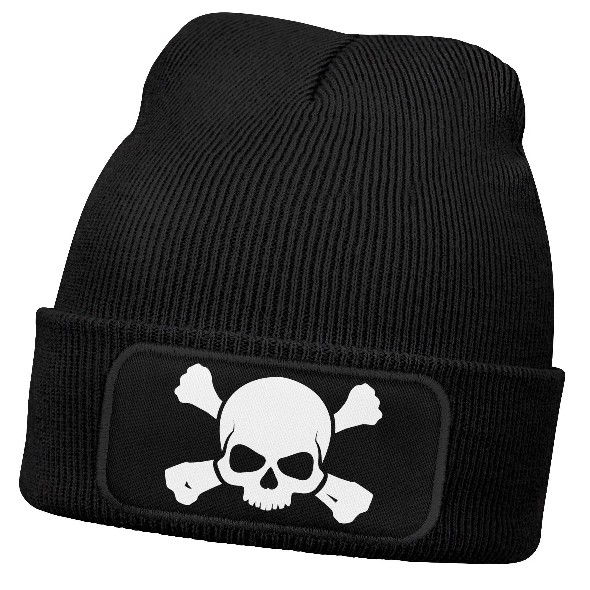 MoonWorks Beanie Herren Beanie mit Patch Skull Strickmütze Totenkopf Aufdru günstig online kaufen