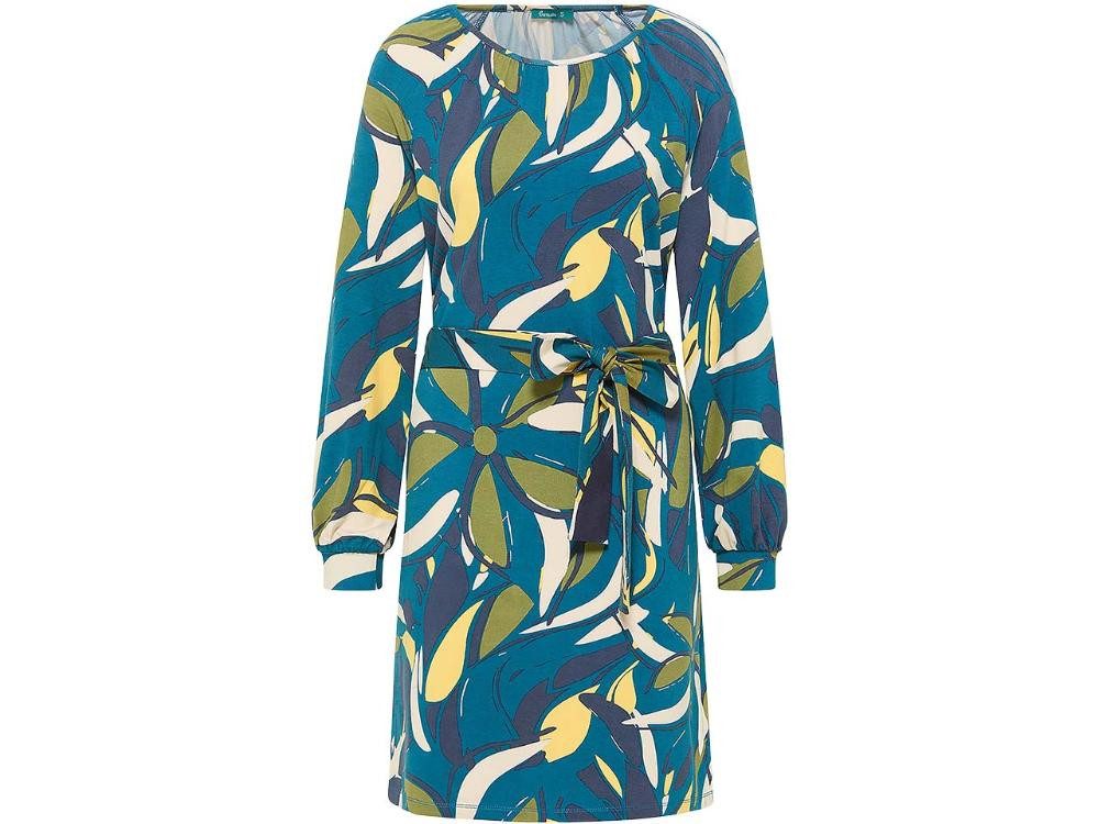 Jerseykleid tranquillo Damen-Midi-Kleid mit Bindegürtel