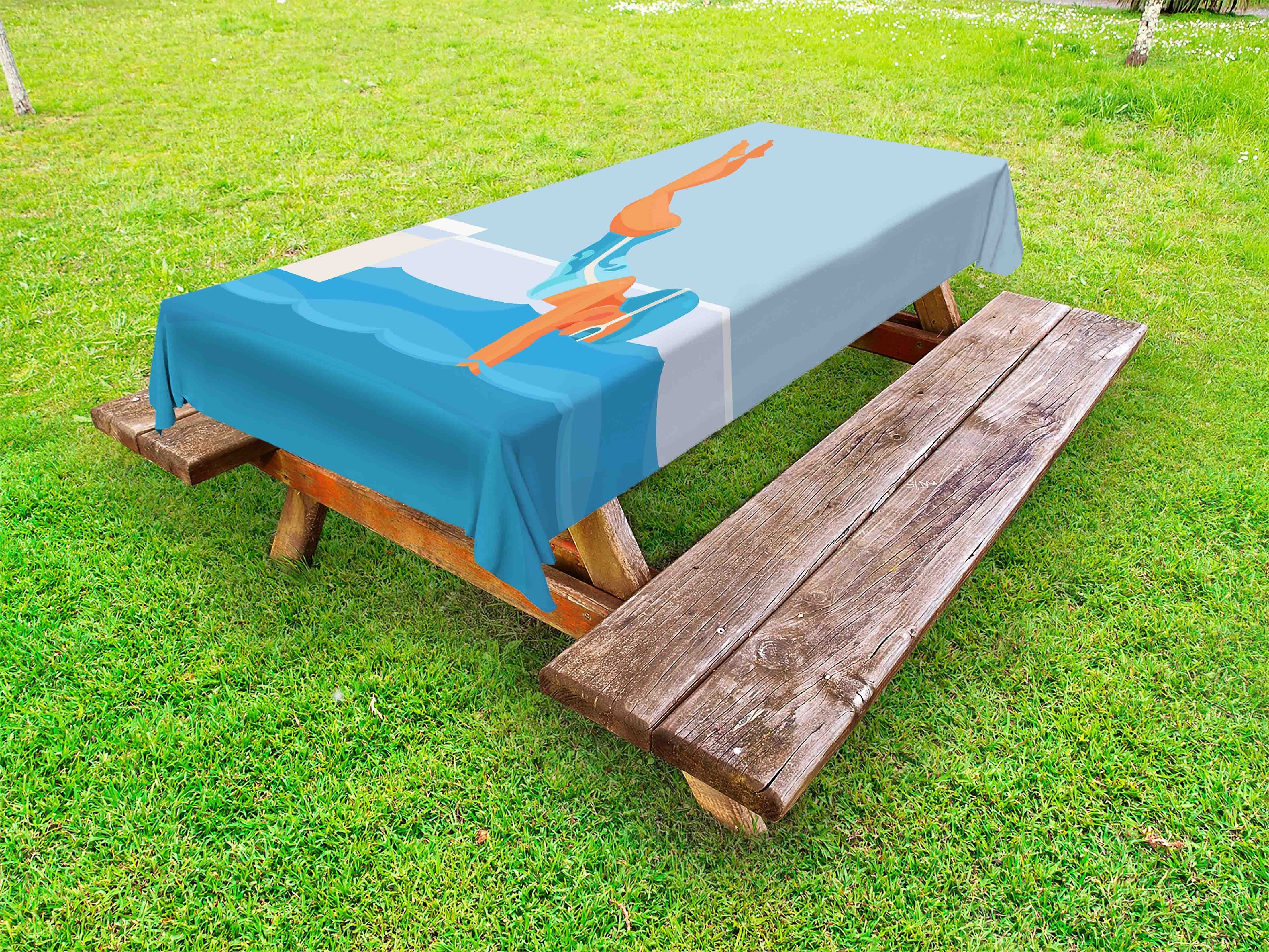 Abakuhaus Tischdecke Tauchen dekorative Sport weiblich waschbare Picknick-Tischdecke, Taucher Schwimmen