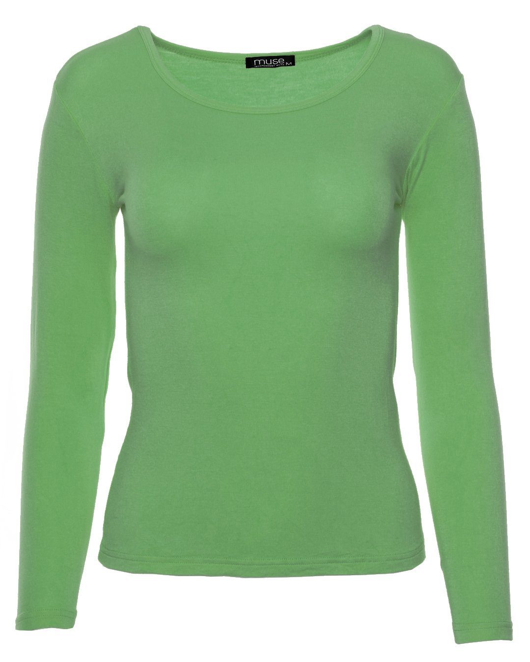 Muse Rundhalsshirt Basic Rundhals Langarmshirt Skinny Fit 1093-O günstig online kaufen