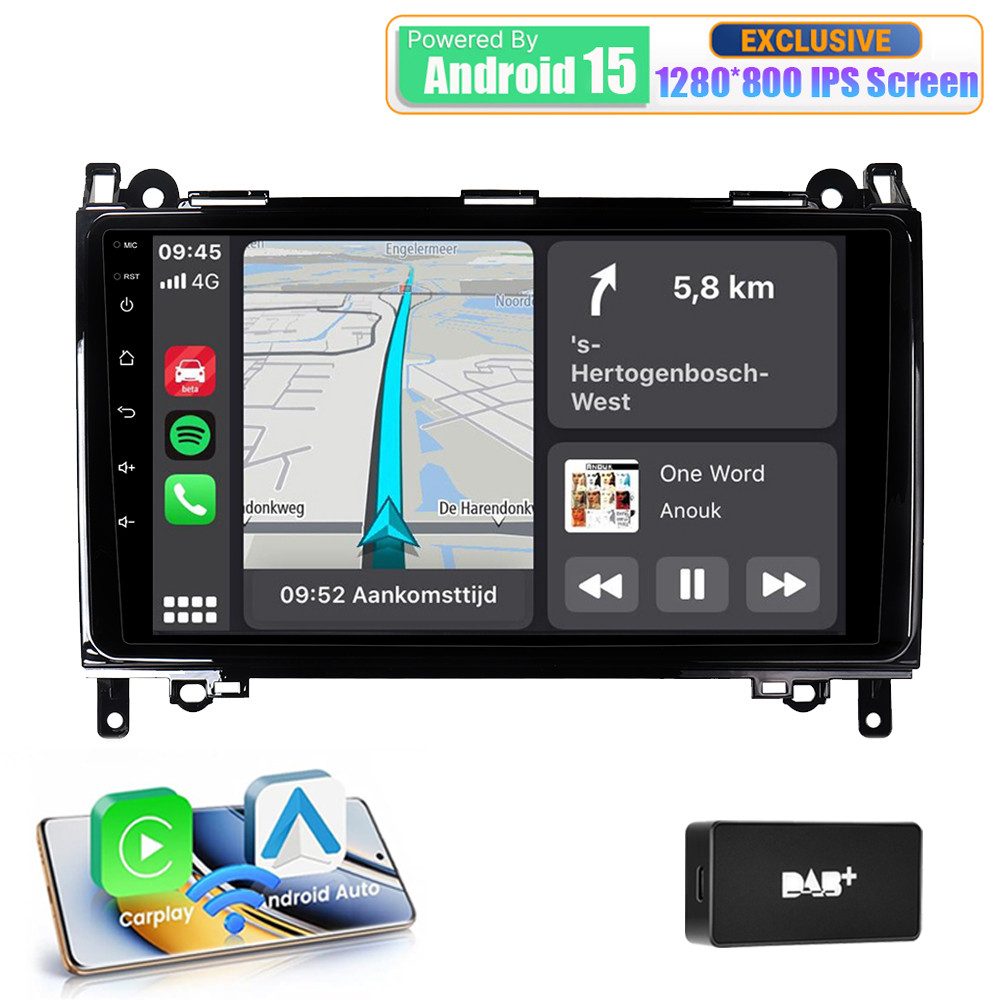 A-Sure Android 15 8-Core Für Mercedes-Benz A/B Klasse W169 W639 W245 GPS Navi Autoradio (Digitalradio (DAB), FM, AM, RDS, 1280*800 IPS Screen/8-Core CPU)