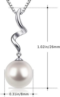 Daskoo Perlenkette 925 Silber Damen-Halskette mit Muschelperlen-Anhänger, 45 cm lange Spiral-Anhänger Halskette, mit Geschenkbox