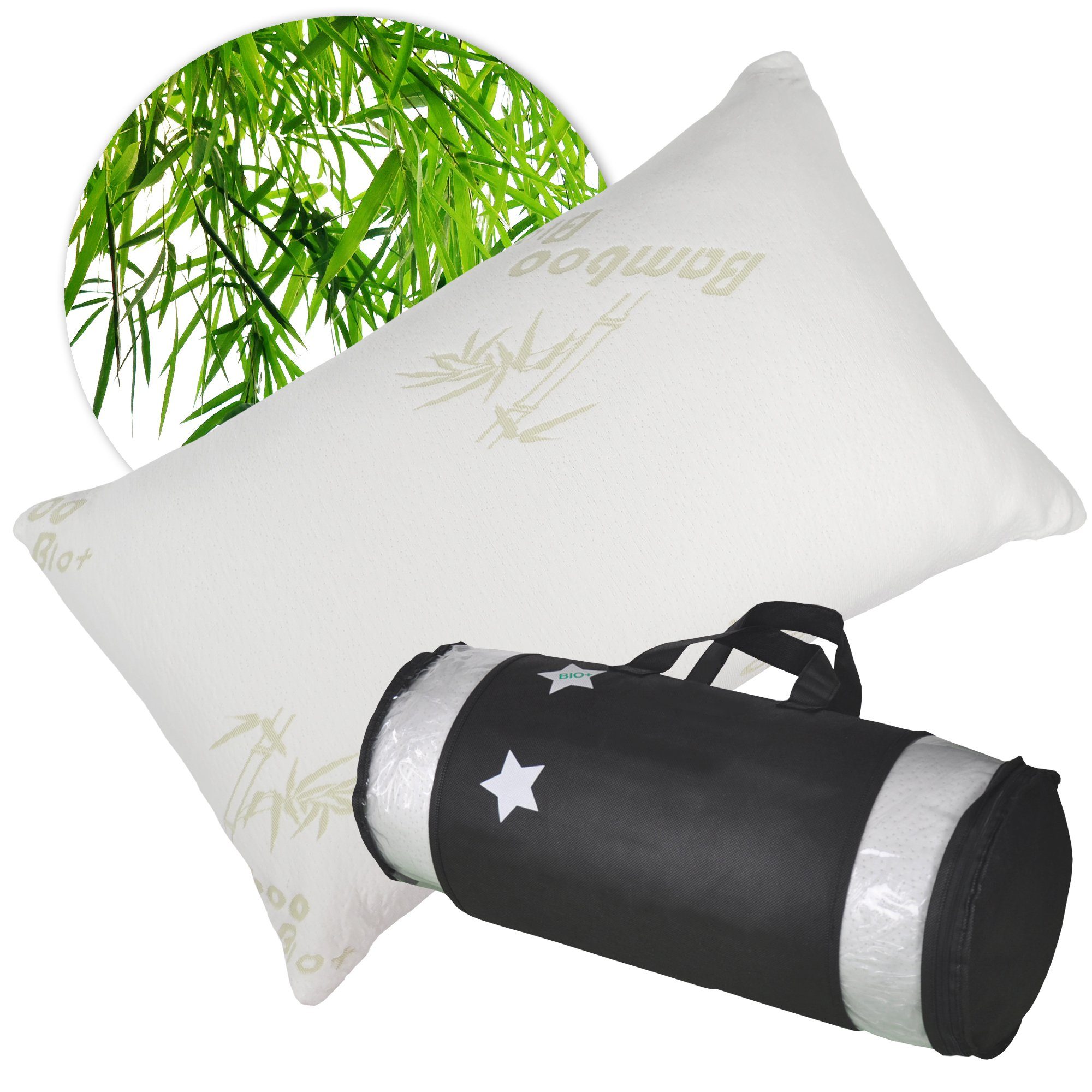 Kopfkissen Orthopädisches Kopfkissen DreamScience Bamboo mit Bambusfaser Bezug, NYVI, Füllung: Geschredderter Memory Foam, Bezug: mit Bambusfaser, Viskoelastischer Memoryschaum, thermoregulierend, Bezug waschbar