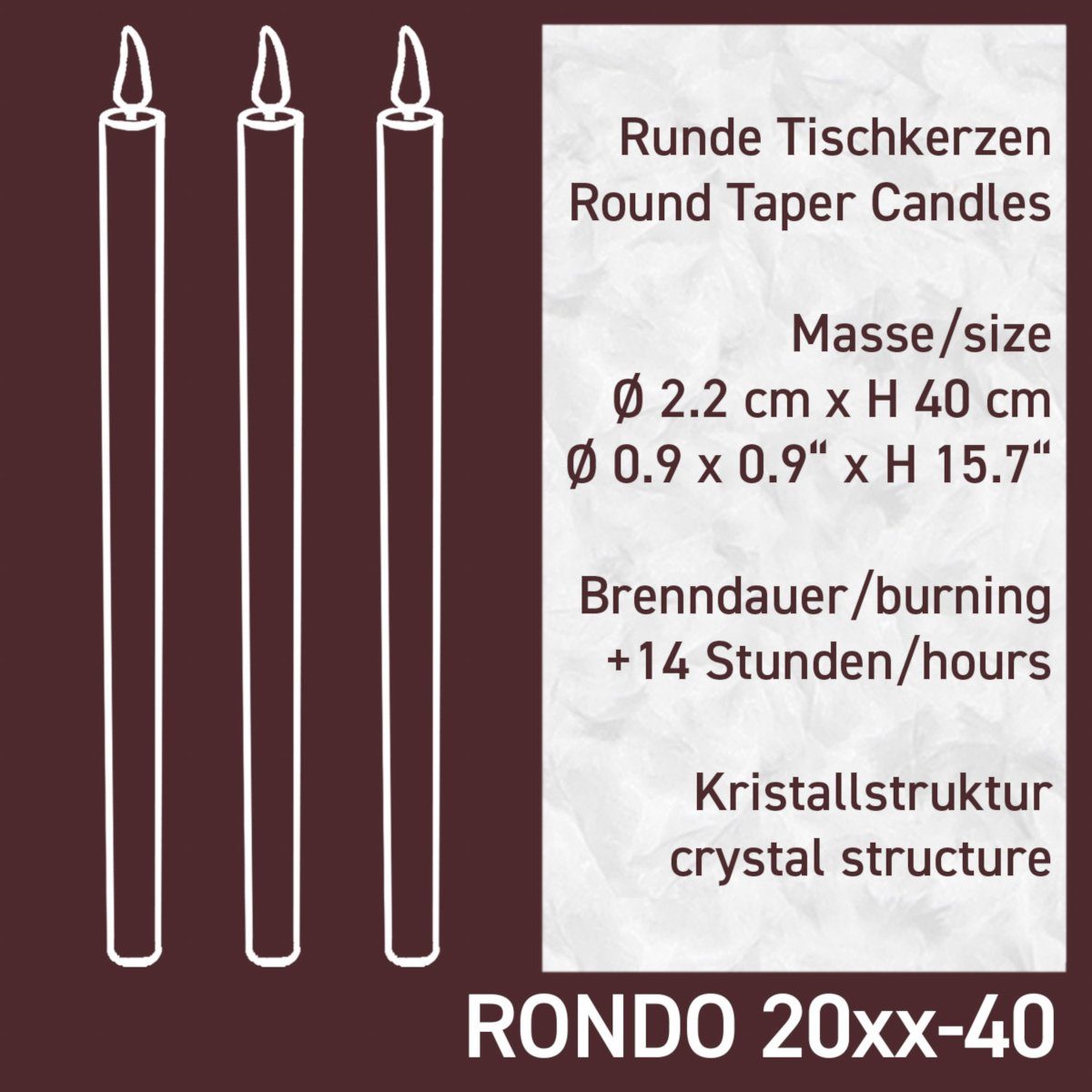 Amabiente Tafelkerze Stabkerze RONDO 40cm 3er-Set
