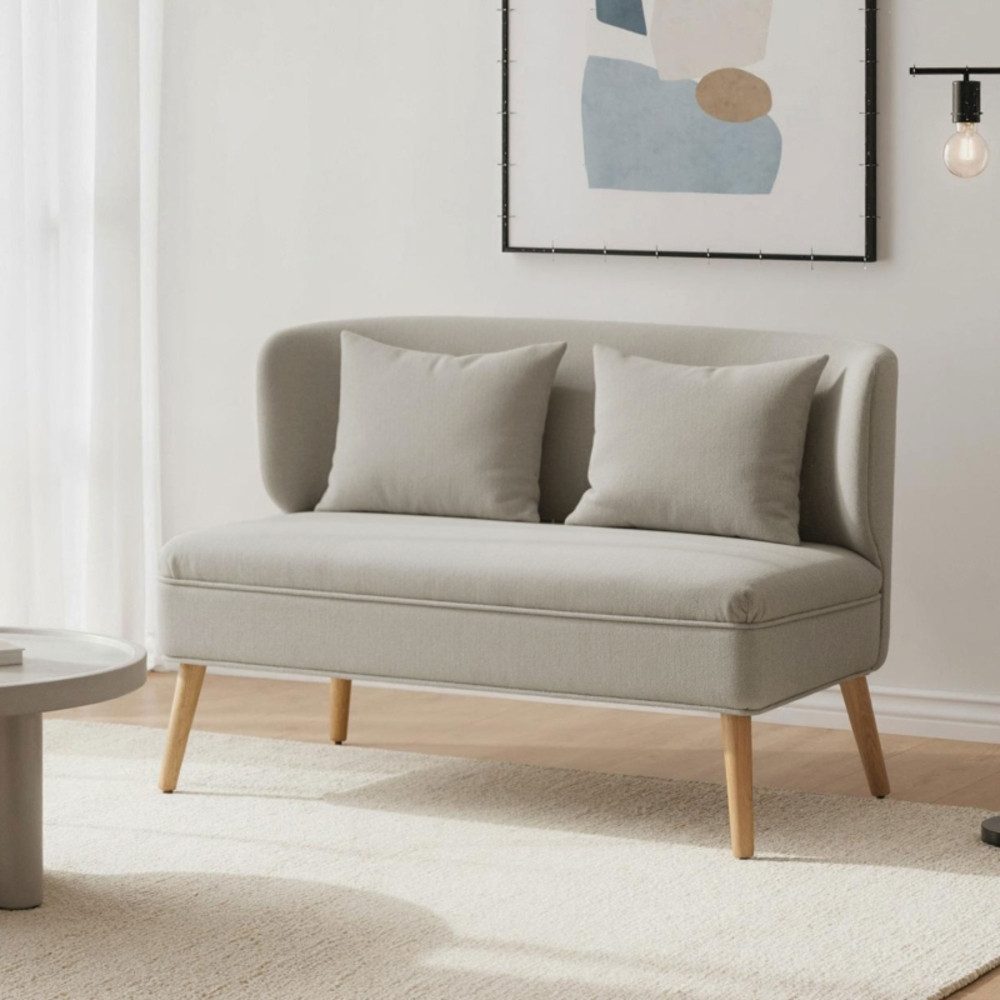 OKWISH Sofa 2‑Sitzer-Sofa mit Chenille-Bezug & Flügelrücken, 117x78,5x65 cm, Kleines Sofa mit dickem Sitz für Wohnzimmer & Schlafzimmer 1 Teile, in Beige, Kompakte Sitzgelegenheit für den täglichen Gebrauch