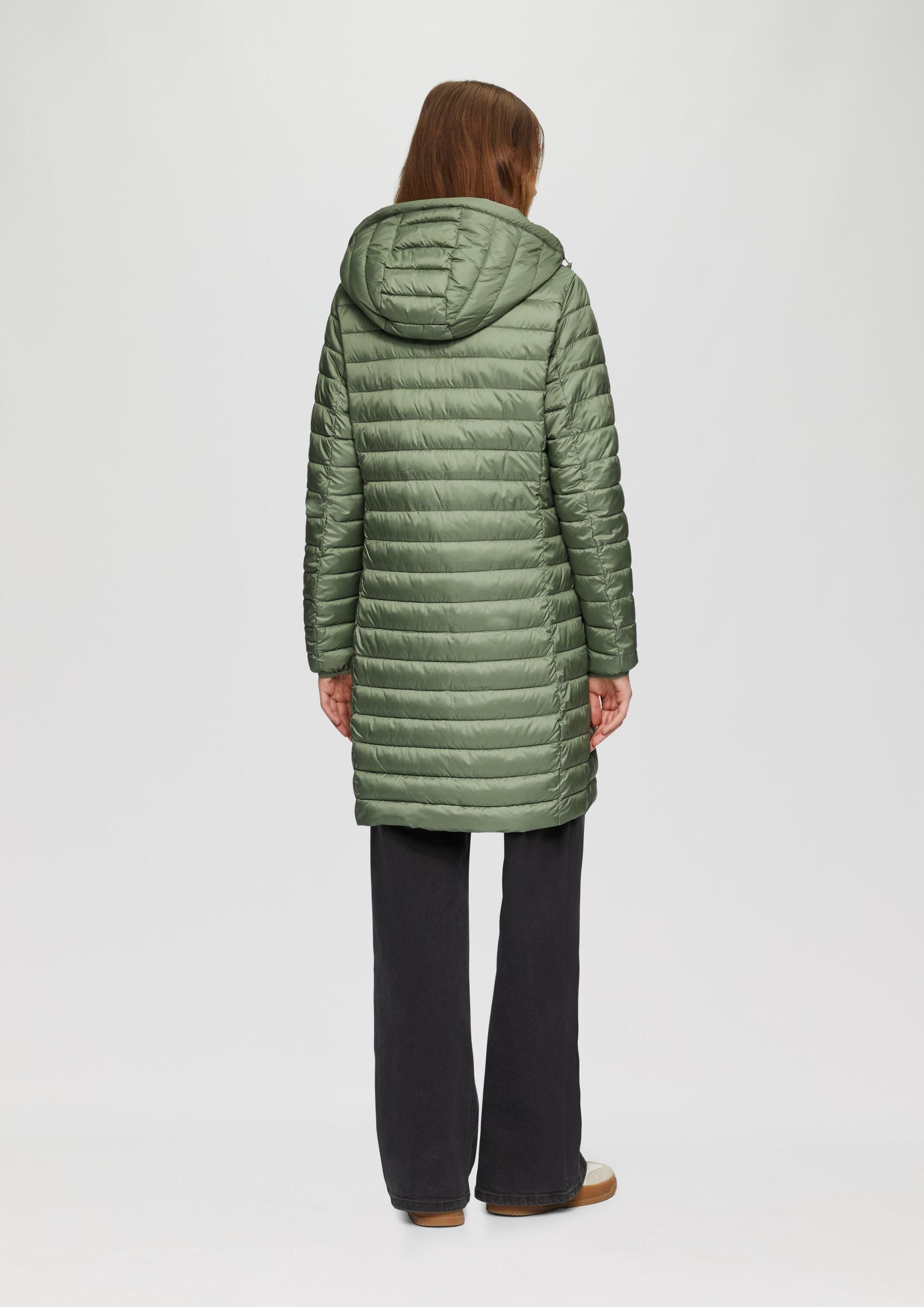 s.Oliver Funktionsmantel Outdoor-Mantel Lange Steppjacke mit abnehmbarer Kapuze