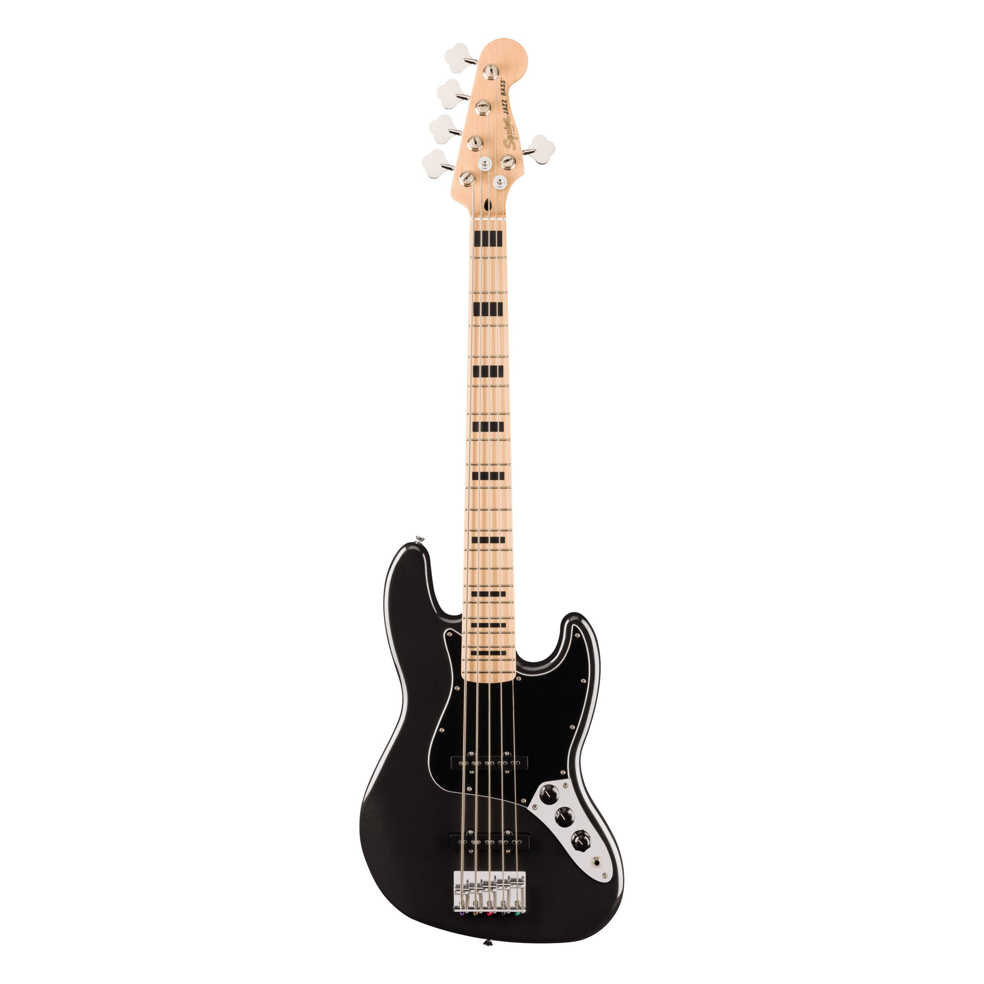 Squier E-Bass, E-Bässe, 5-Saiter E-Bässe, Affinity Active J-Bass V MN Black Metallic - E-Bass