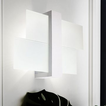 etc-shop Wandleuchte, Leuchtmittel nicht inklusive, Wandlampe Holz Wandleuchte Glas satiniert Wandleuchte Innen Holz weiß