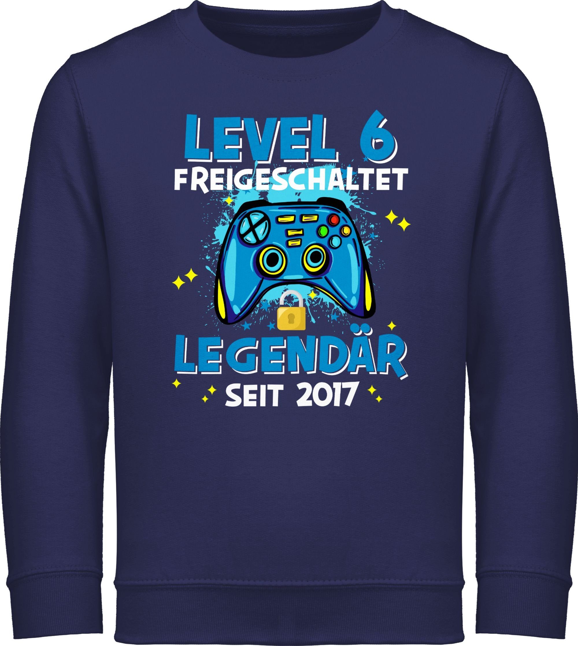 Shirtracer Sweatshirt Legendär Level freigeschaltet 6 2017 Navy Blau Geburtstag 6. seit 1