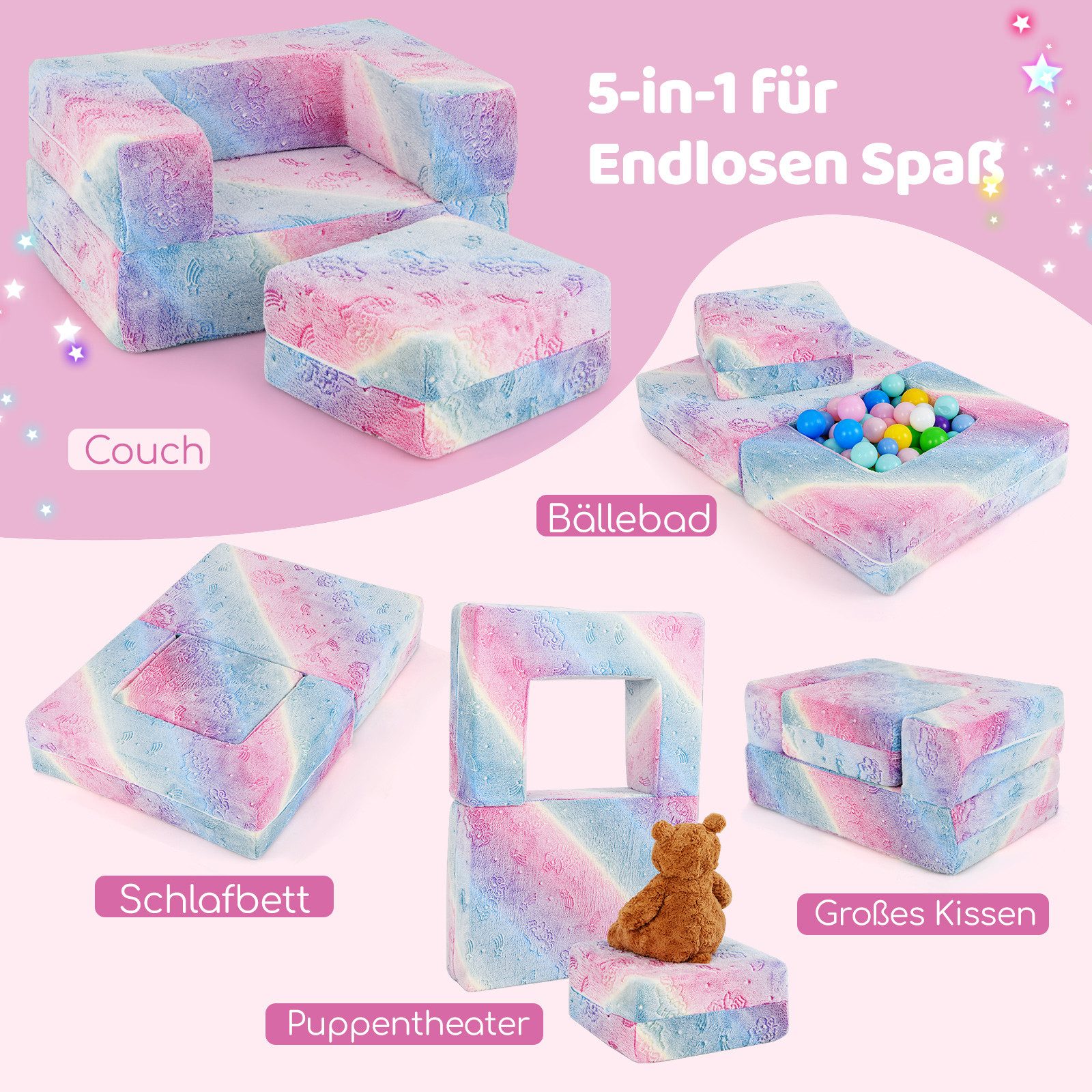 COSTWAY Kindersofa, im Dunkeln leuchtendes Spielsofa, günstig online kaufen