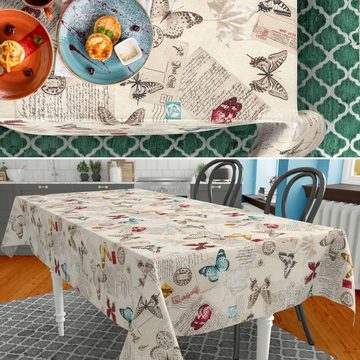 ANRO Tischdecke mit feinem Ästhetik Motiv Tischwäsche wasserabweisende Stofftischdecke, auch als Gartentischdecke - mit Schutzschicht