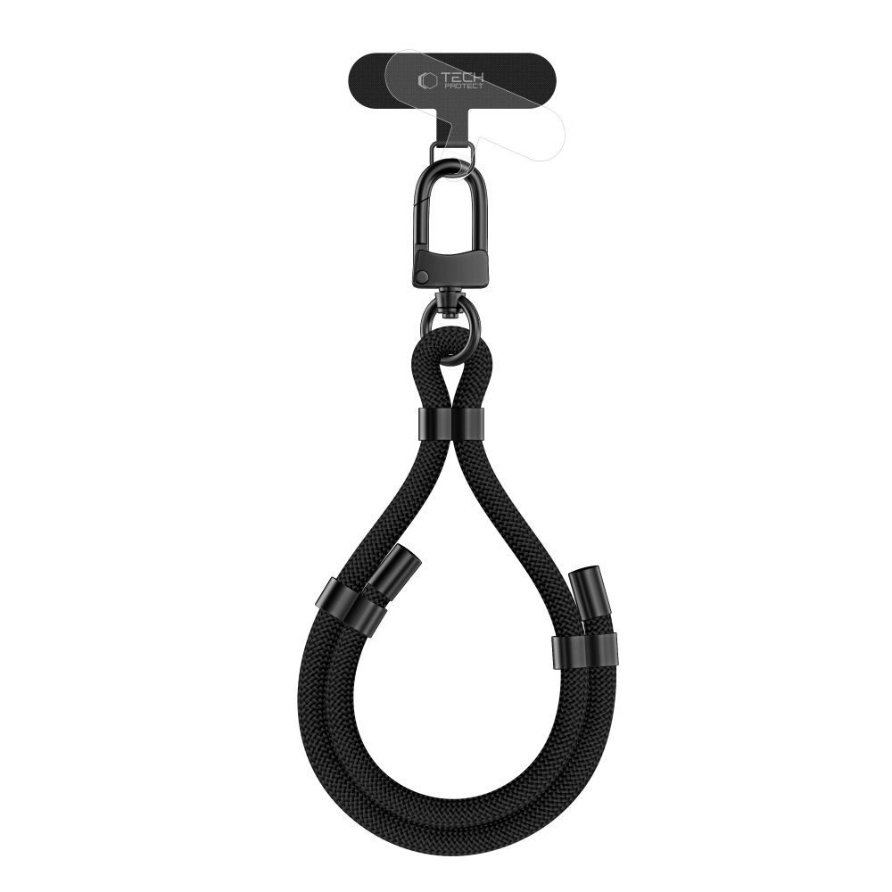 TECH PROTECT Handschlaufe Handykordel Trageschlaufe Schlüsselband (Spar-Set, 1-St., 23 cm multifunktional), 2 Adapter, Karabiner, 23 cm Seil, leicht montierbar