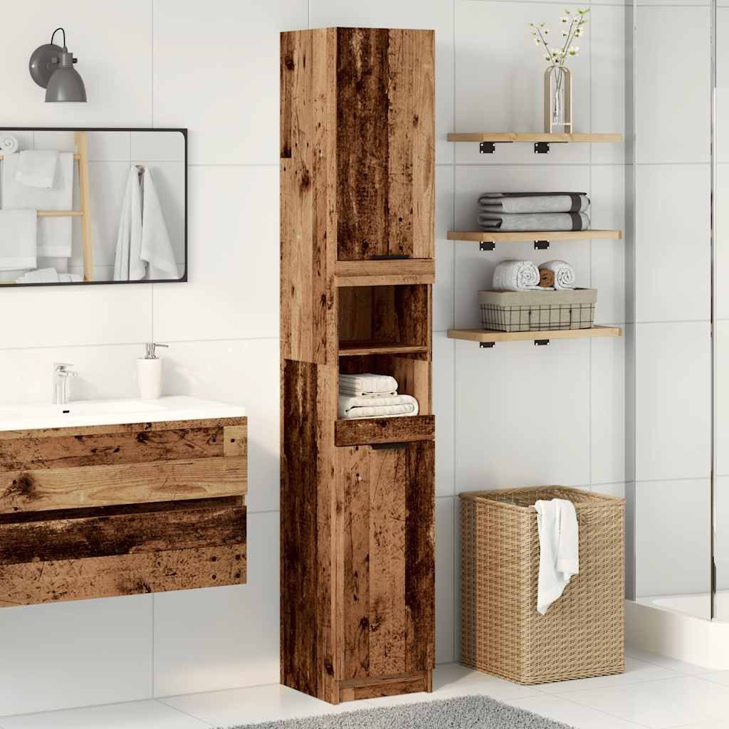 vidaXL Badezimmerspiegelschrank Badschrank Altholz-Optik 32x34x188,5 cm Holzwerkstoff (1-St)
