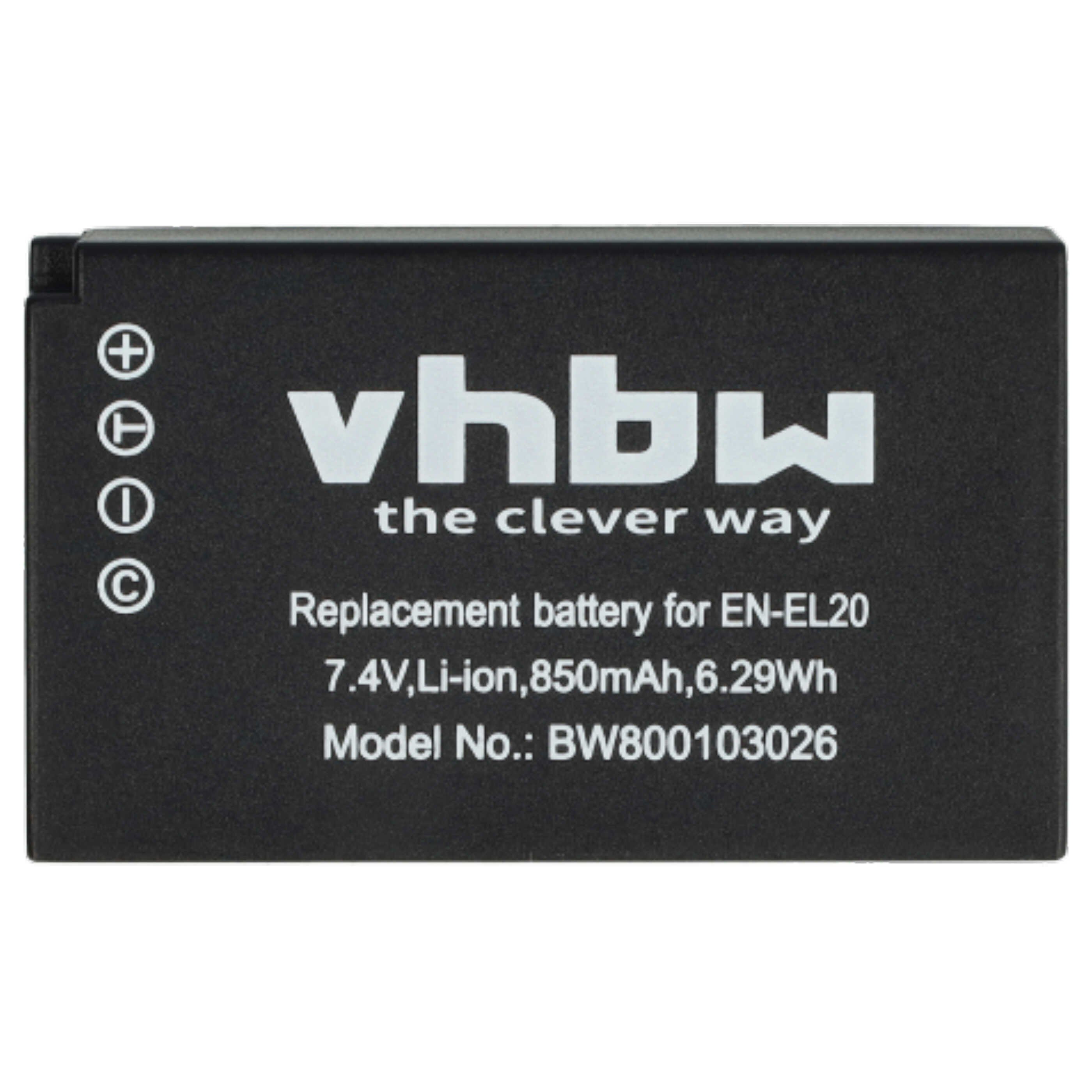 vhbw Akku passend für Nikon Coolpix P1000, P1100, A, P950 Kamera / Foto / Kamera-Akku Akku Li-Ion 850 mAh (7,4 V, 2 St), Leistungsfähige Austausch-Akkus für Digitalkamera, Spiegelreflexkamera