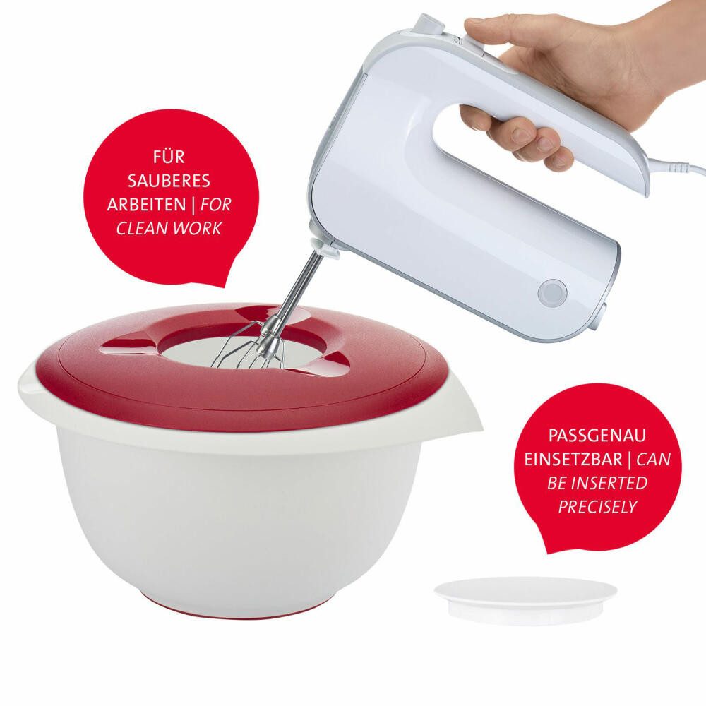 WESTMARK Rührschüssel mit zweigeteiltem Deckel, 3,5 l, Mit Ausgießer, Kunststoff, Weiß/Rot, PP, PE – Bild 4 von 4