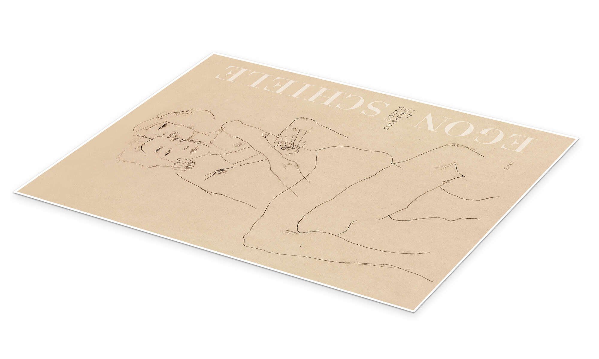 Posterlounge Wandbild Paar umarmt, 1911, Egon Schiele, erhältlich als Poster, Leinwandbild, Wandsticker oder Acrylglasbild