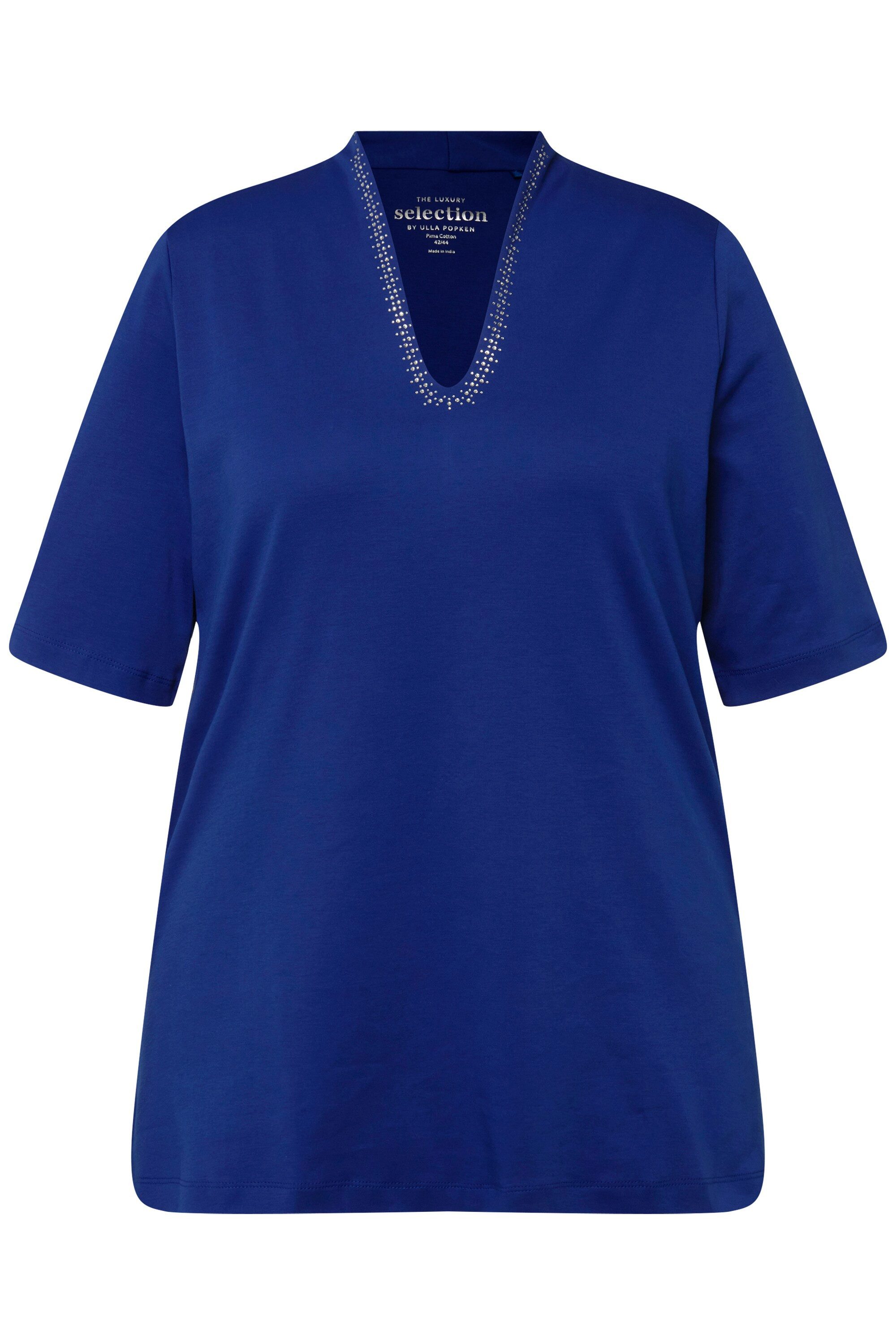 Ulla Popken T-Shirt T-Shirt A-Linie Kelchkragen günstig online kaufen
