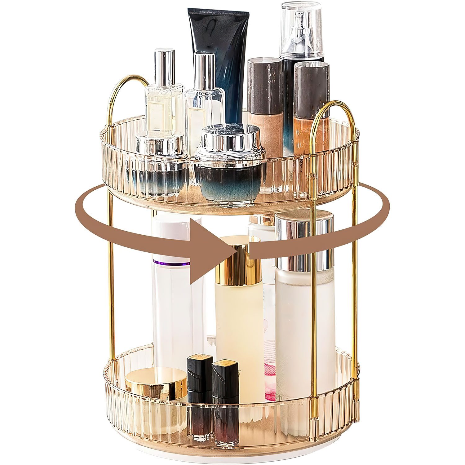 SURFOU Organizer Make Up Organizer 360° Drehbar Schminktisch Kosmetik (Schminktisch Kosmetikaufbewahrung Beauty Hautpflege 2 Schichten)