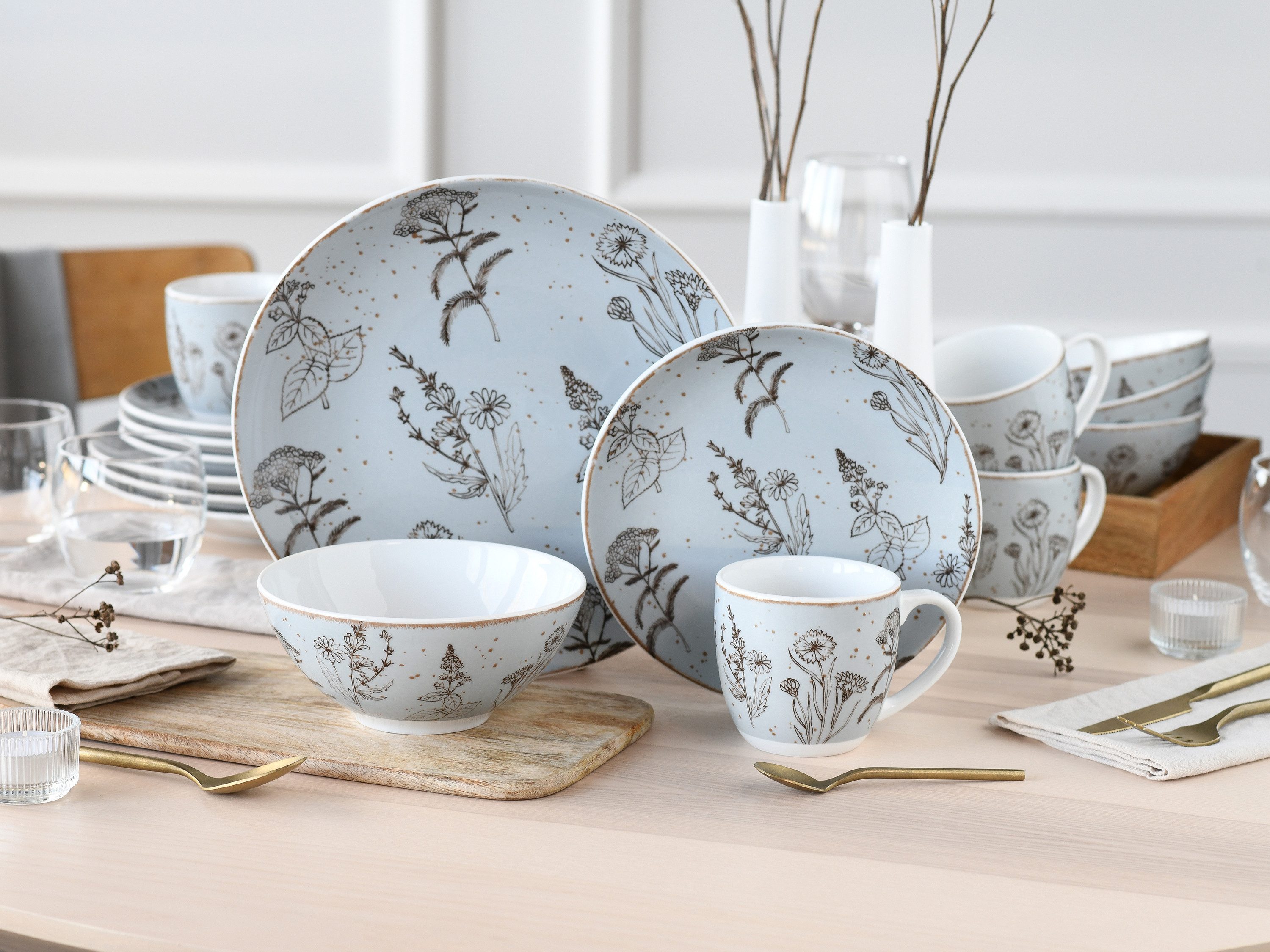 creaTable Kombiservice Vintage Flowers Stein (16-tlg), 4 Personen, Porzellan – Bild 2 von 5