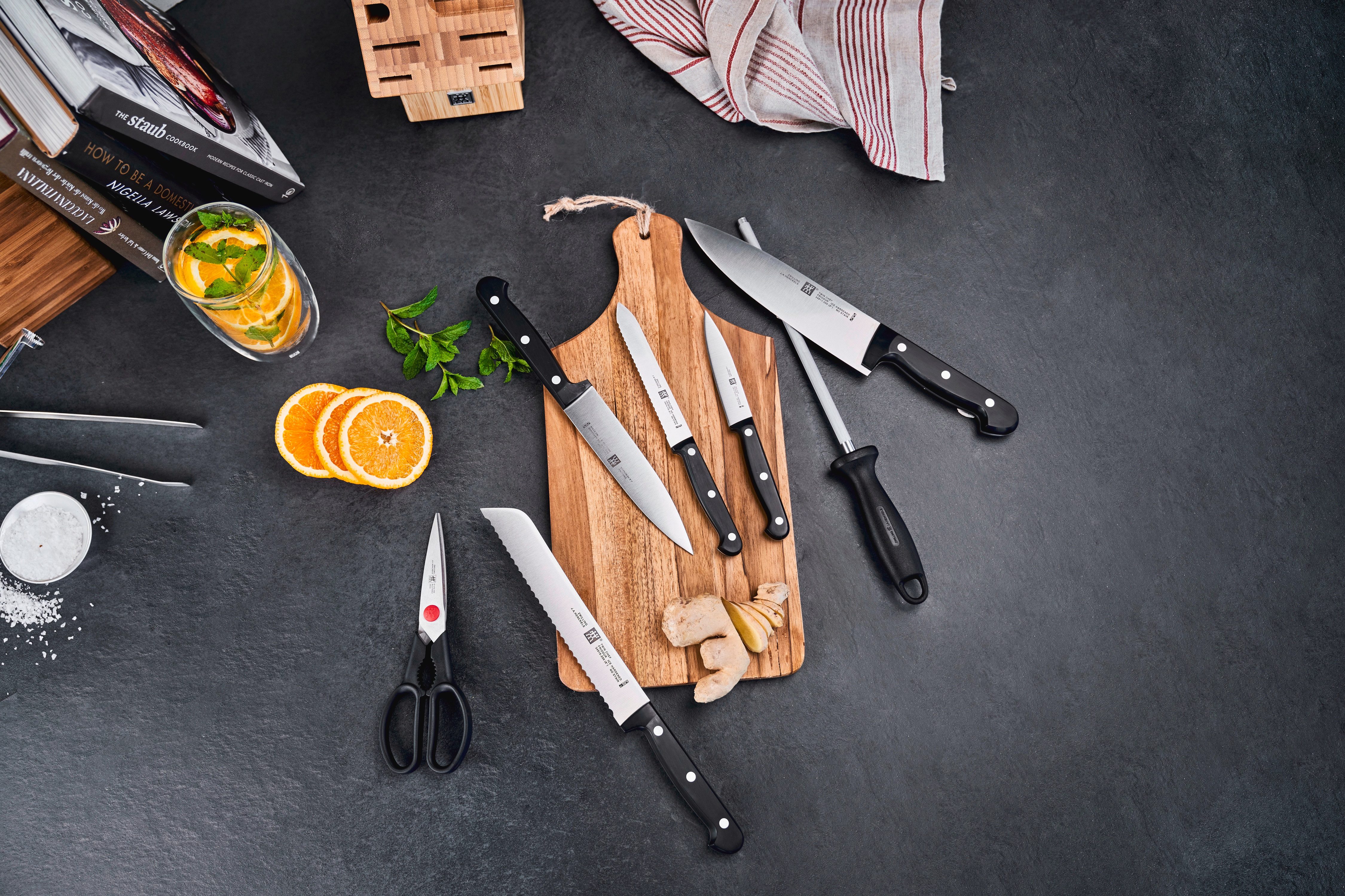 Zwilling Messerblock TWIN Chef 2 (8tlg), Messerblock mit 5 Messern + 1 Schere + 1 Wetzstahl, Bambus