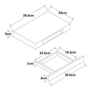 en.casa Wandregal, »Hyvinkää« mit Schublade Betonoptik