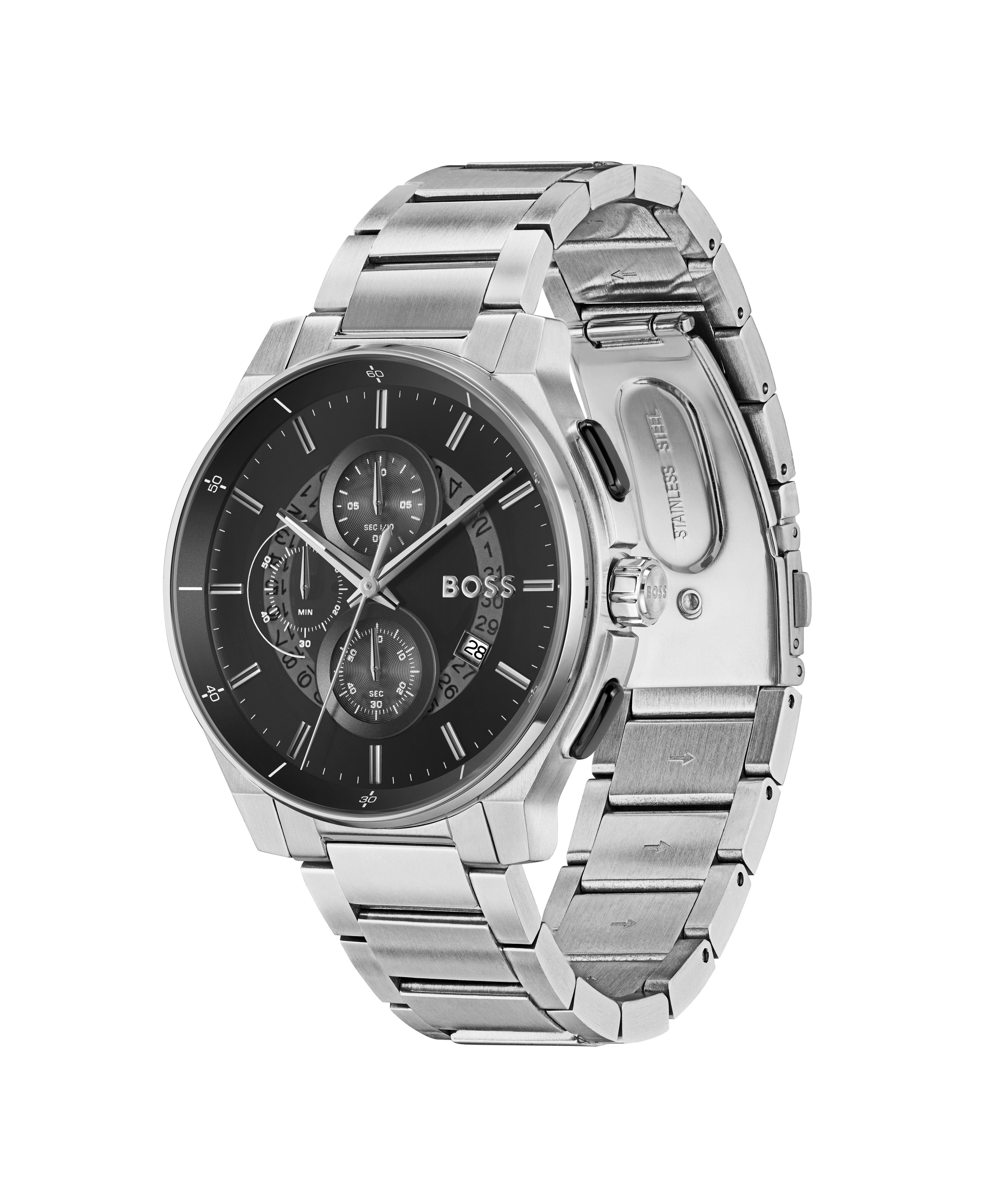 BOSS Chronograph PEAK 2.0 1514191, Quarzuhr, Armbanduhr, Herrenuhr, Edelstahlarmband, analog, Tag