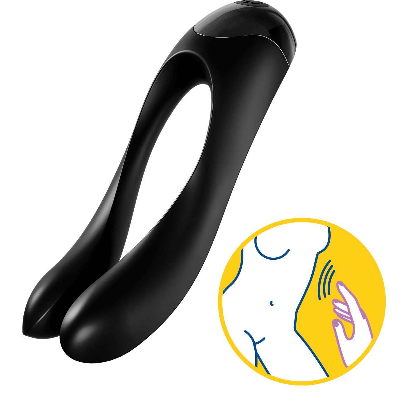 'Candy (10cm) schwarz Satisfyer Cane' Satisfyer medizinisches Silikon Klitoris-Stimulator Fingervibrator