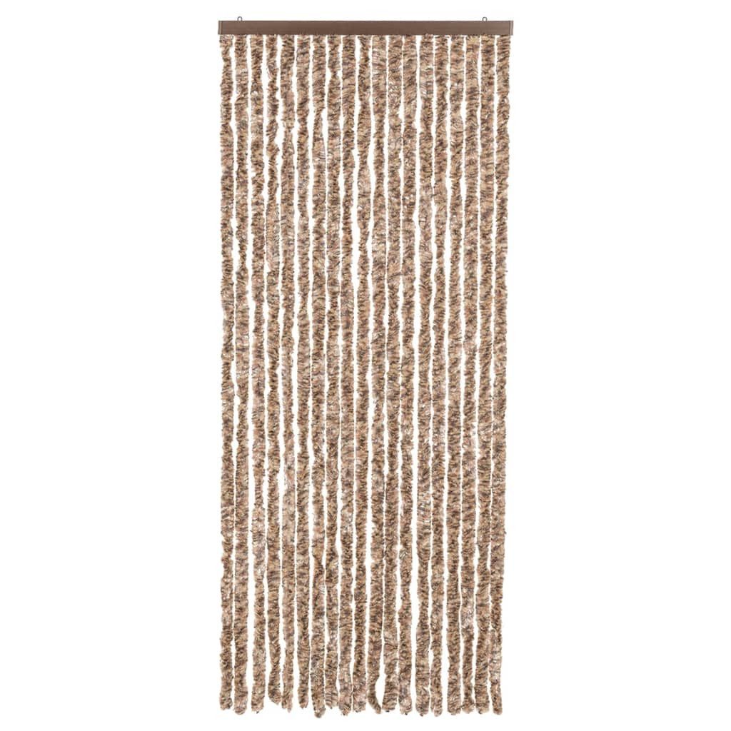 vidaXL Insektenschutz-Vorhang, Fliegenvorhang Beige und Dunkelbraun 56x185 cm Chenille