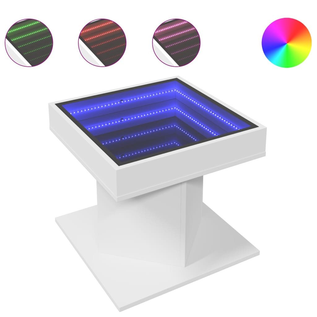 vidaXL Couchtisch LED-Couchtisch Weiß 50x50x45 cm Holzwerkstoff (1-St) günstig online kaufen