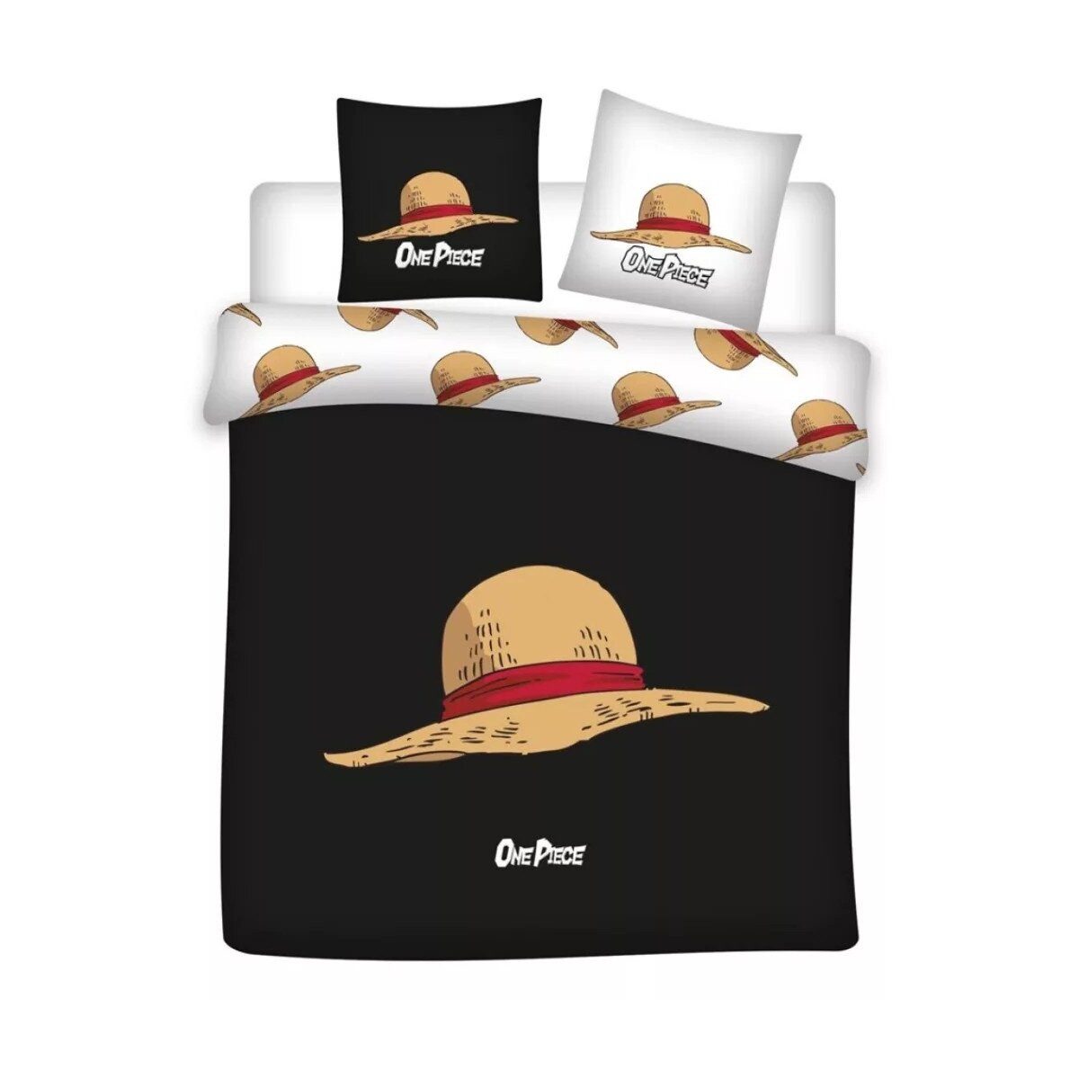 One Piece Kinderbettwäsche One Piece Hat doppel, Doppelbett Bettbezug 240×220cm, 65x65