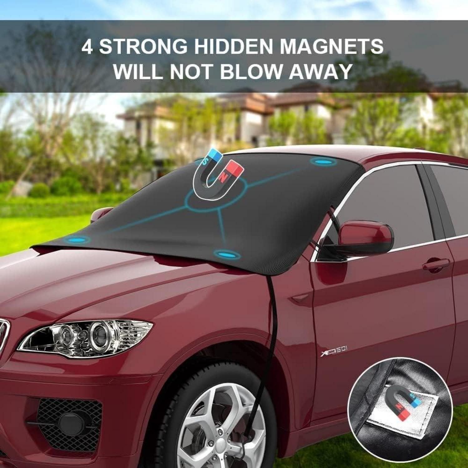 Luxury Collection Car Cover, Car Windshield Cover, Winter Windscreen, Magnetic, Foldable, 175x120cm