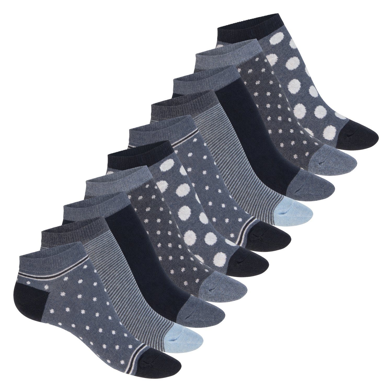 celodoro Sneakersocken Eco Sneaker Socken Damen (10 Paar) aus regenerativer Baumwolle