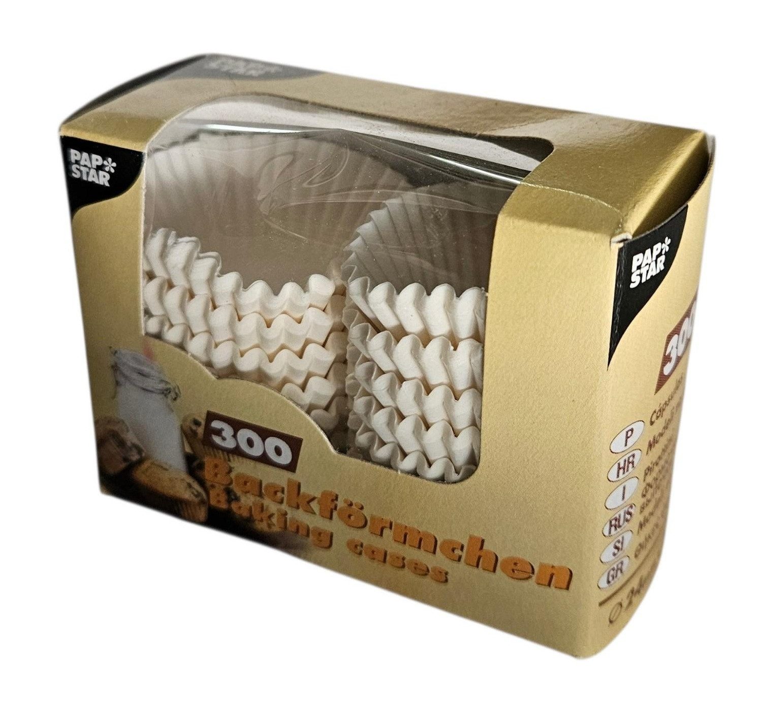 PAPSTAR Cake-Pop-Form Backförmchen Papier weiss für Cupcakes Brioche Pralinen, (300-tlg)