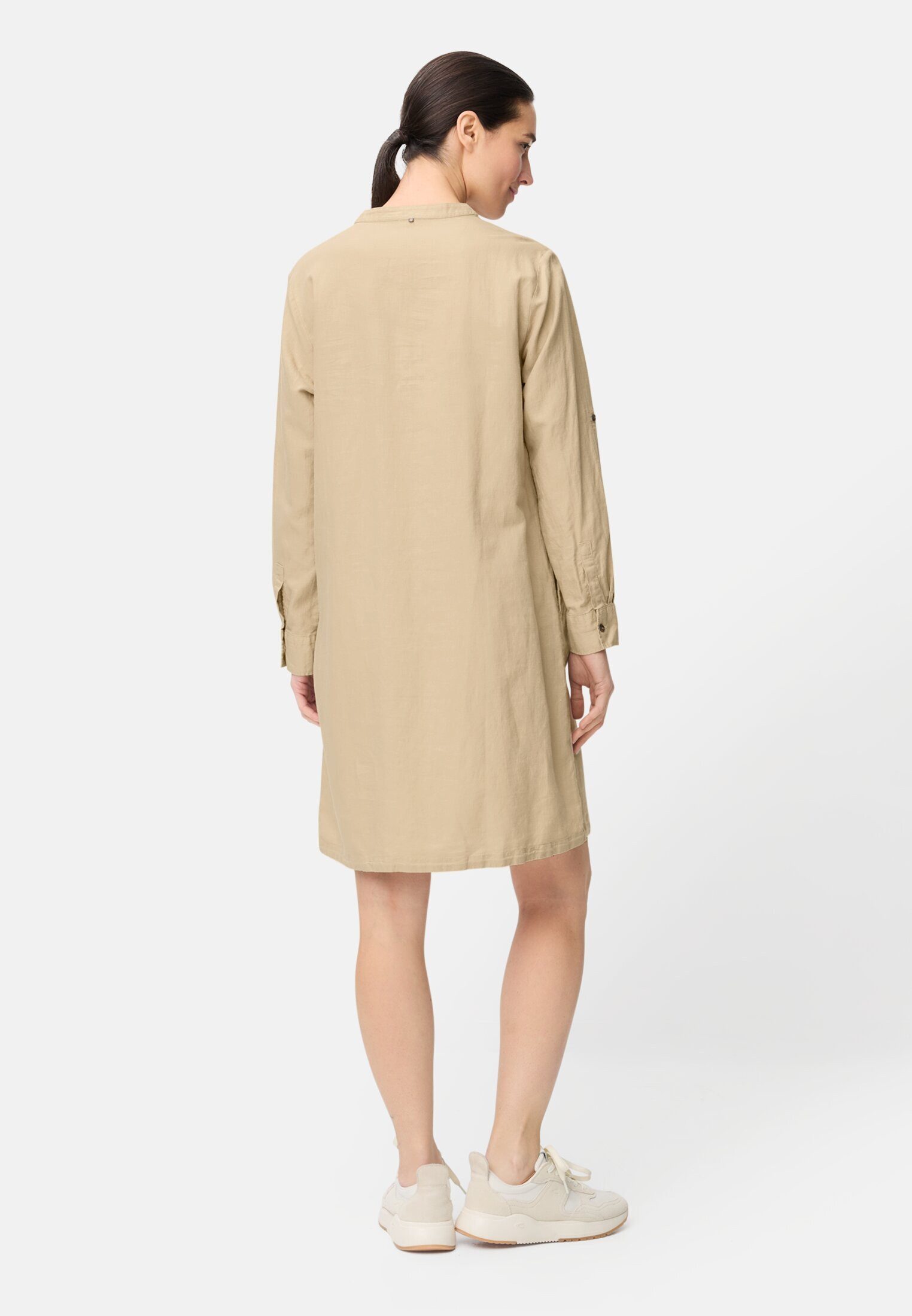 camel active Sommerkleid mit Stehkragen Langarm