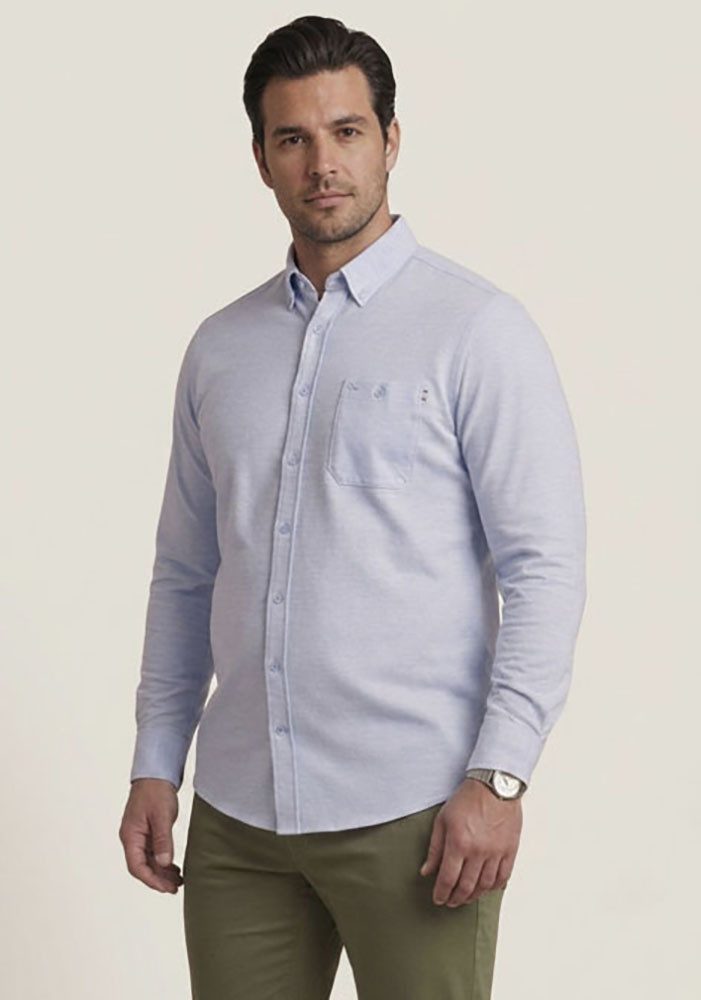 Man's World Plus Langarmhemd aus softem Baumwoll-Jersey Regular Fit, Maximaler Komfort, zeitloser Hemdenstil