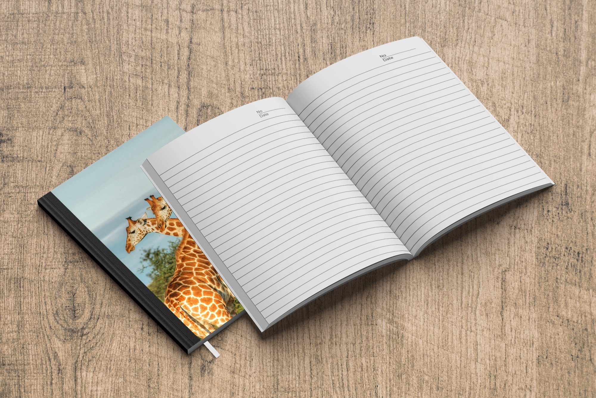 Haushaltsbuch Luft Journal, Tagebuch, A5, - Merkzettel, Notizbuch Notizheft, - Seiten, Tiere, Giraffen MuchoWow 98
