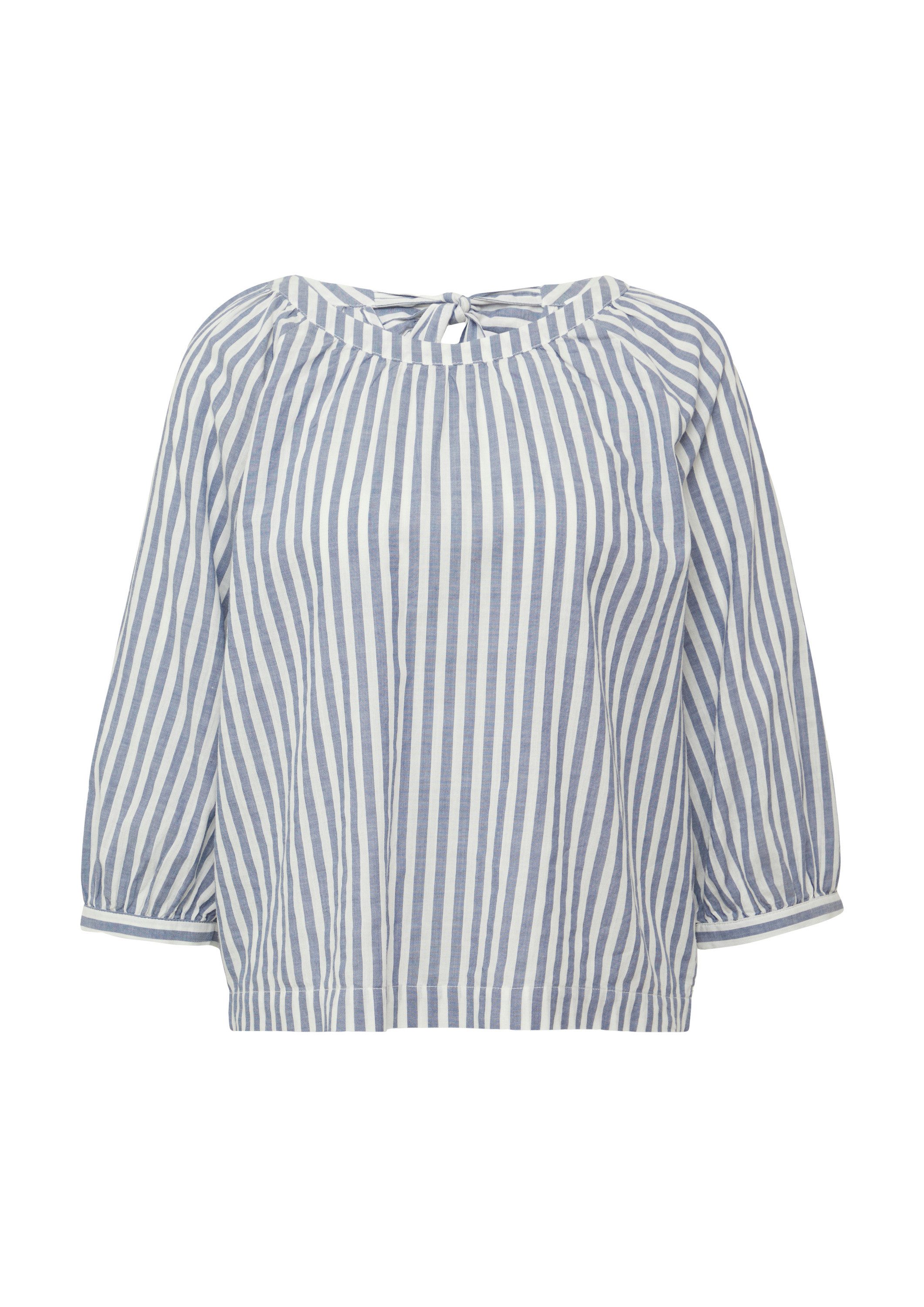 s.Oliver Kurzarmbluse Bluse Streifenbluse mit Raffung und Schleife günstig online kaufen