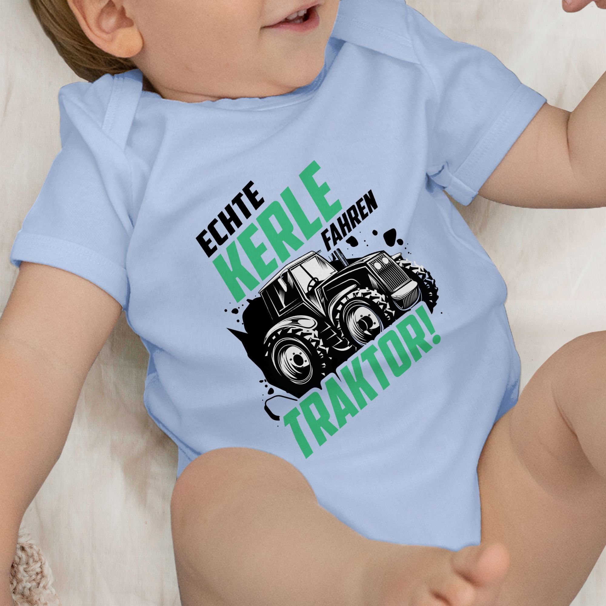 Shirtracer Shirtbody Echte Kerle und Trecker 3 Traktor Geschenk Traktor Bagger Babyblau fahren Co. Landwirt Baby Bauer