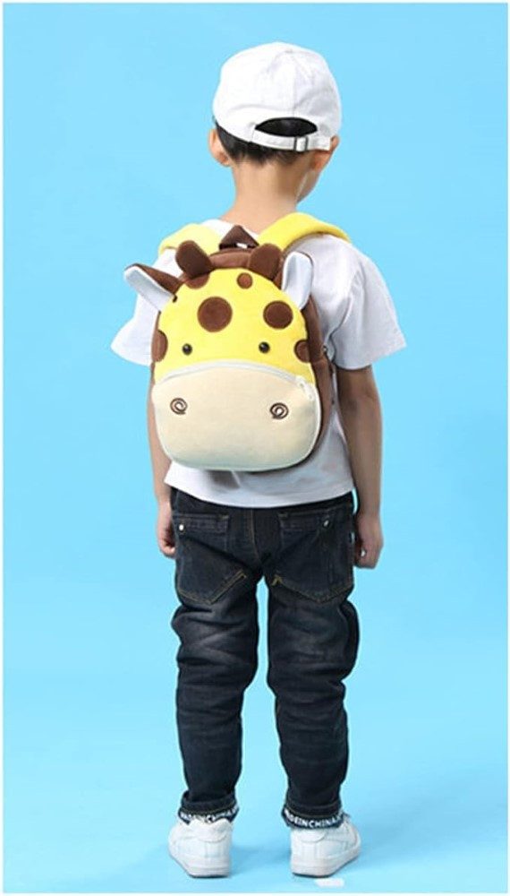 Ikonka Kinderrucksack Giraffe Plüsch-Rucksack Niedliches Kinderaccessoire für den Alltag, Weicher Plüsch, verstellbare Gurte, geräumige Taschen – Bild 2 von 5