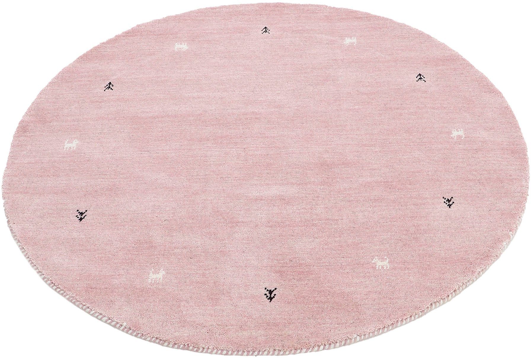 carpetfine Wollteppich "Gabbeh Uni" rund 15 mm Höhe reine Wolle handgewebt, günstig online kaufen