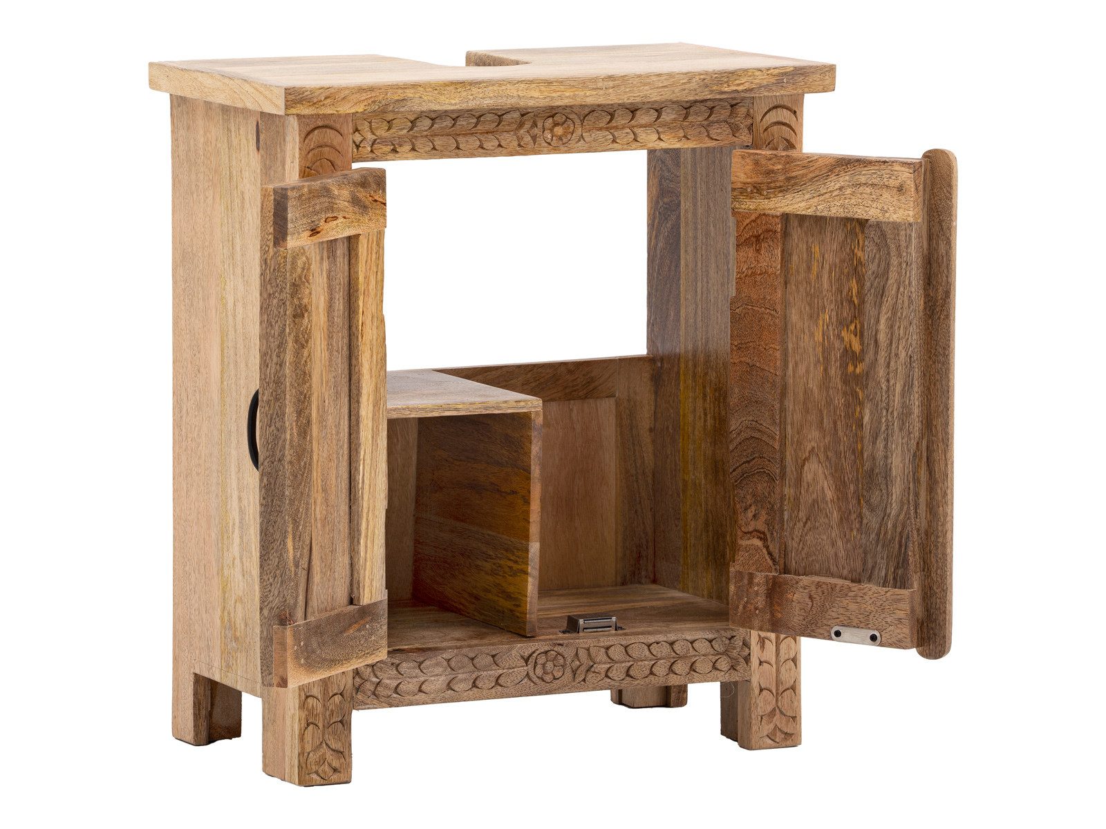 massivum Waschbeckenunterschrank Santa Cruz Massivholz Mango natur