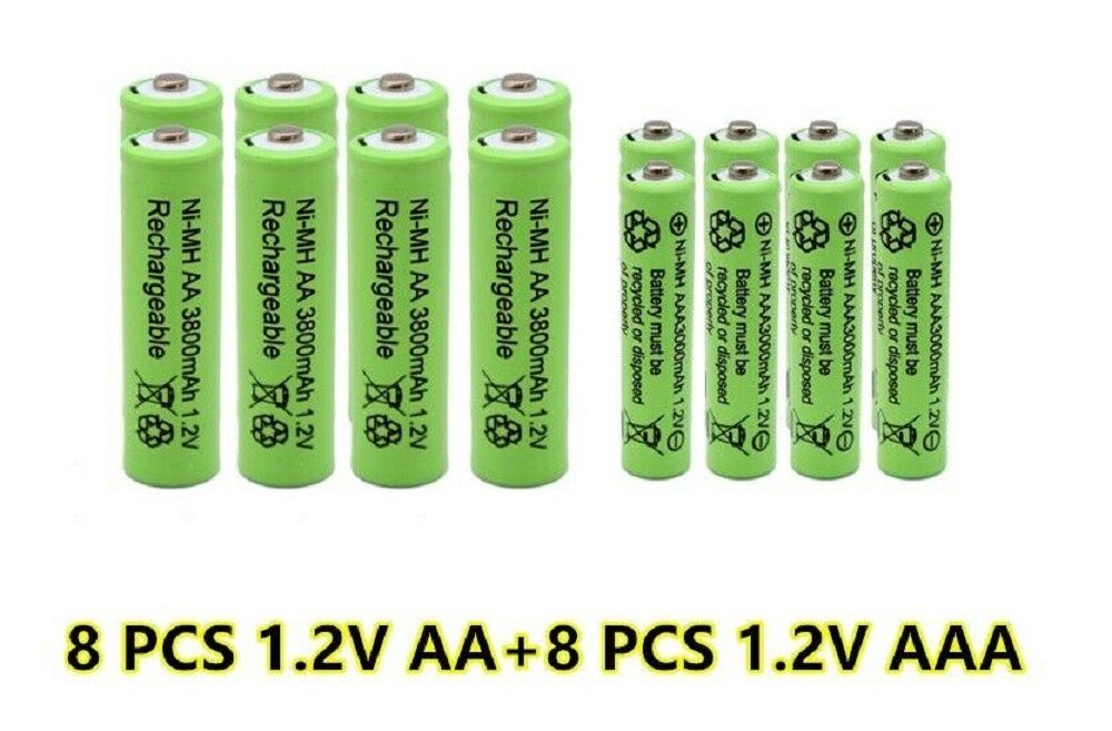AAA + Akkus Philosofia Akku-Set Batterien Akkus 1,2V 2800mAh Wiederaufladbare AA Akkus 8X 8X 3600mAh
