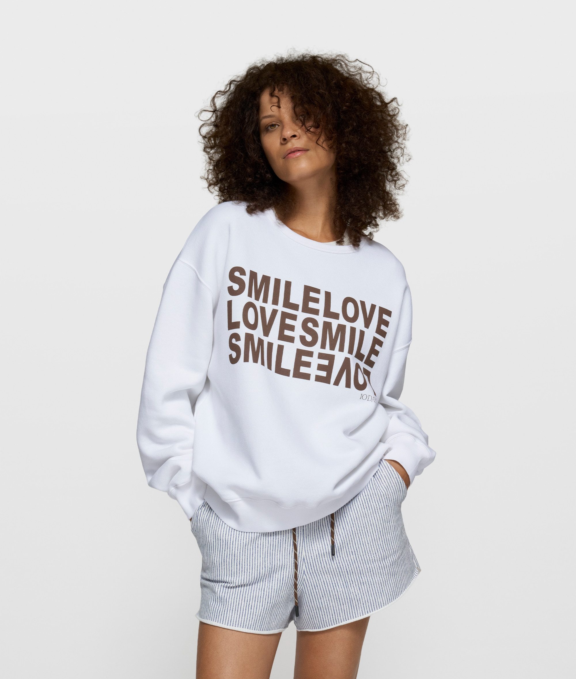 10DAYS Rundhalspullover statement sweater smile